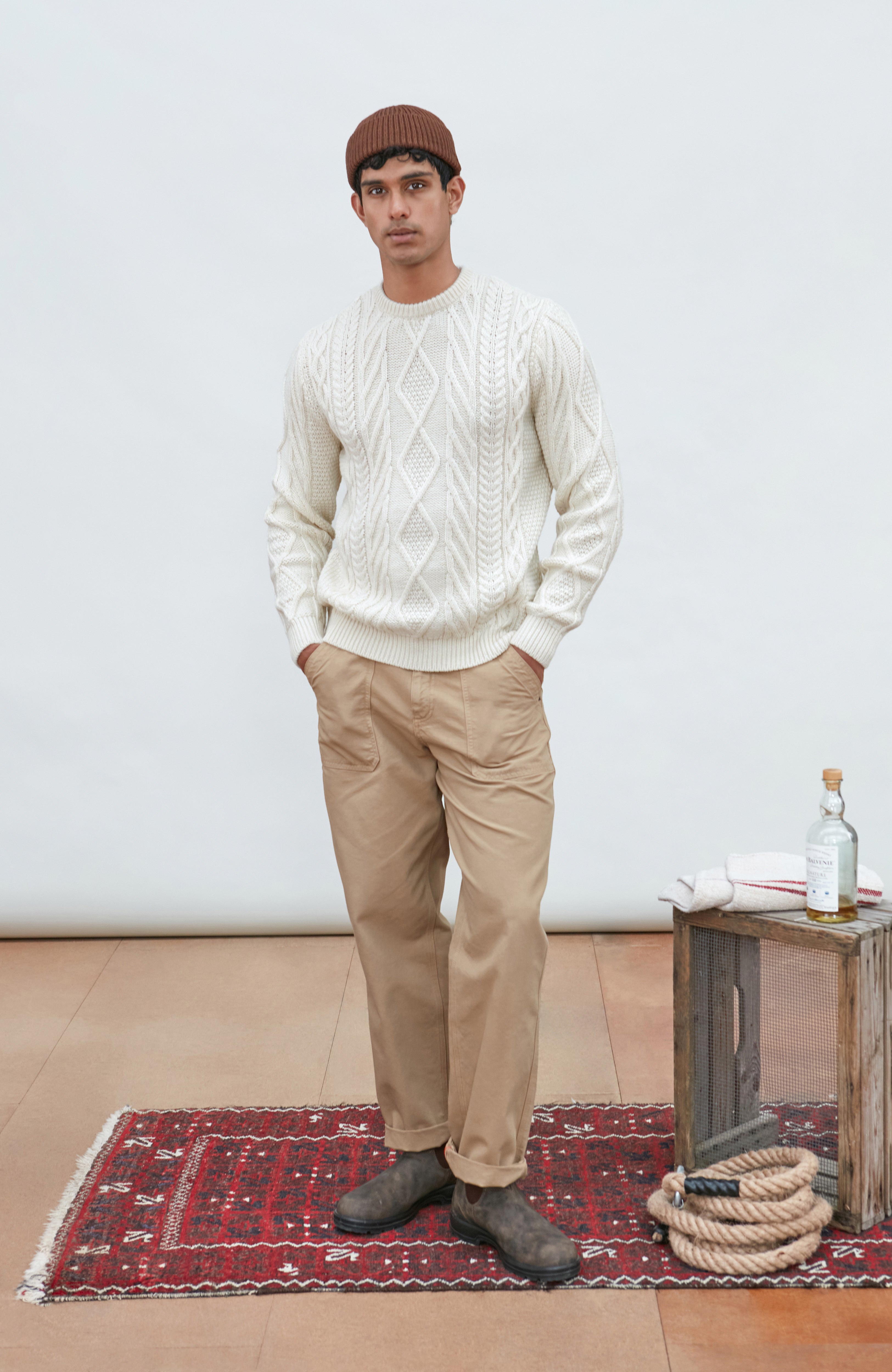 Mens Chunky Merino Wool Cable Jumper
