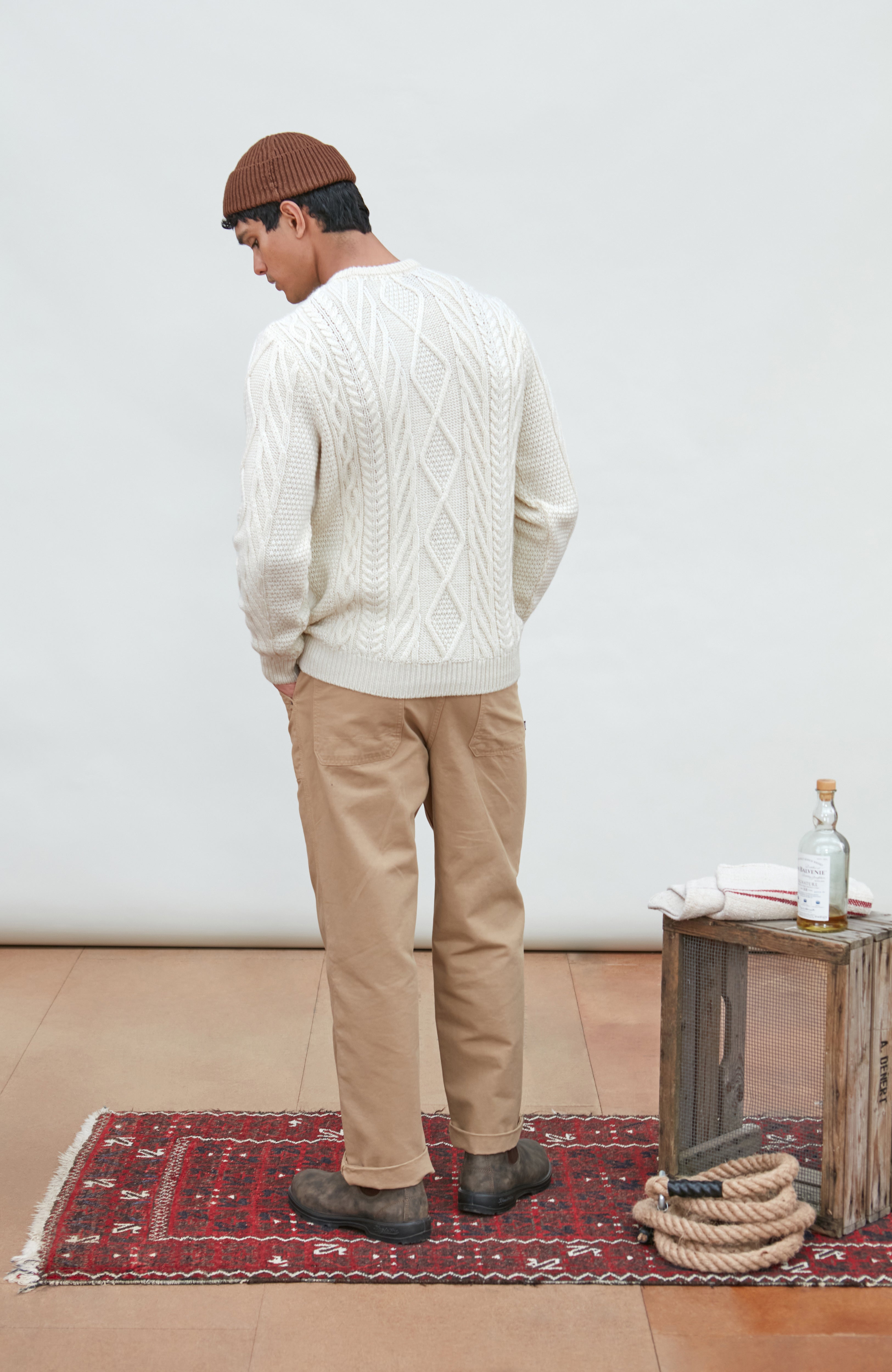 Mens Chunky Merino Wool Cable Jumper