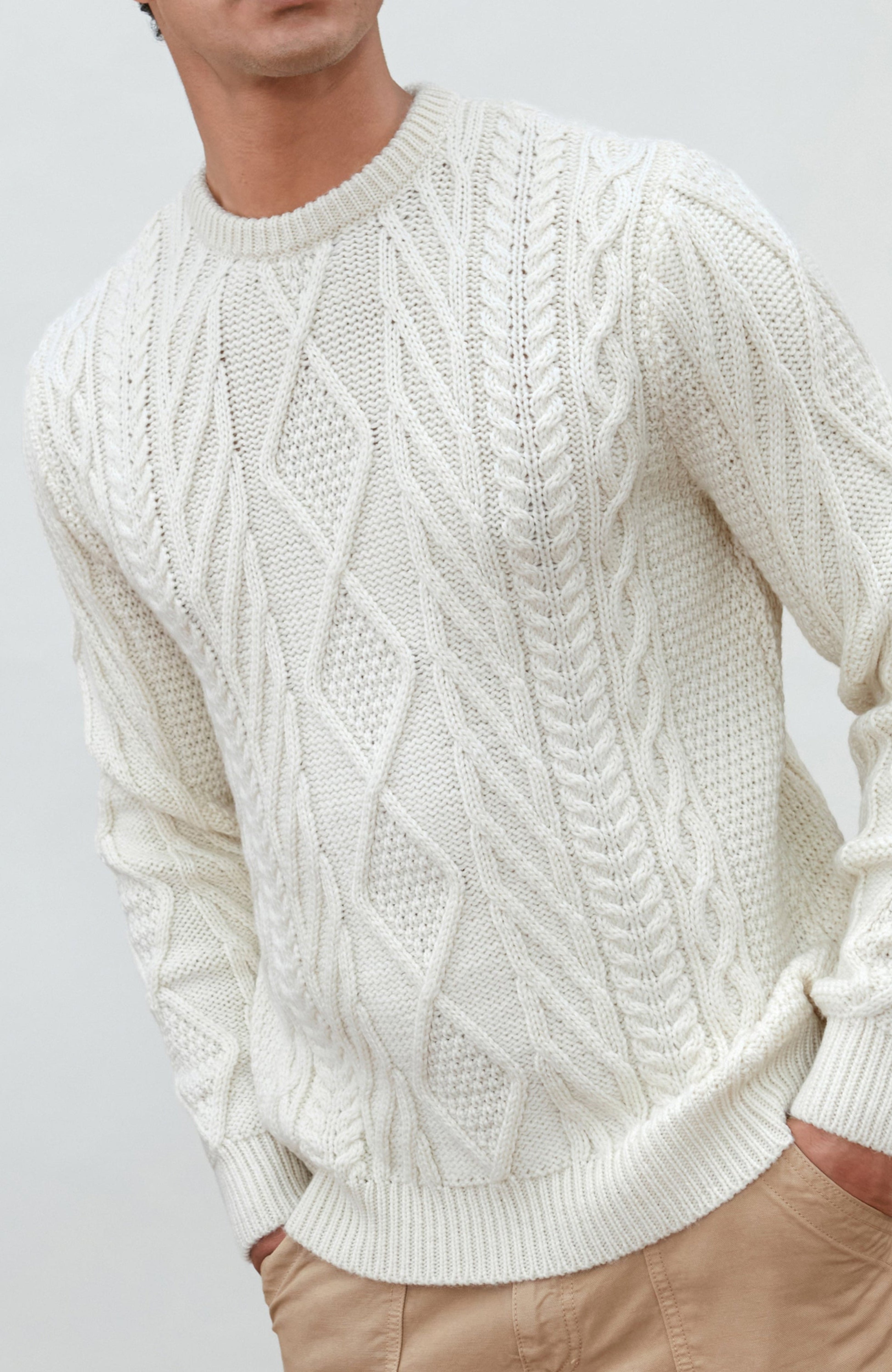 Mens Chunky Merino Wool Cable Jumper