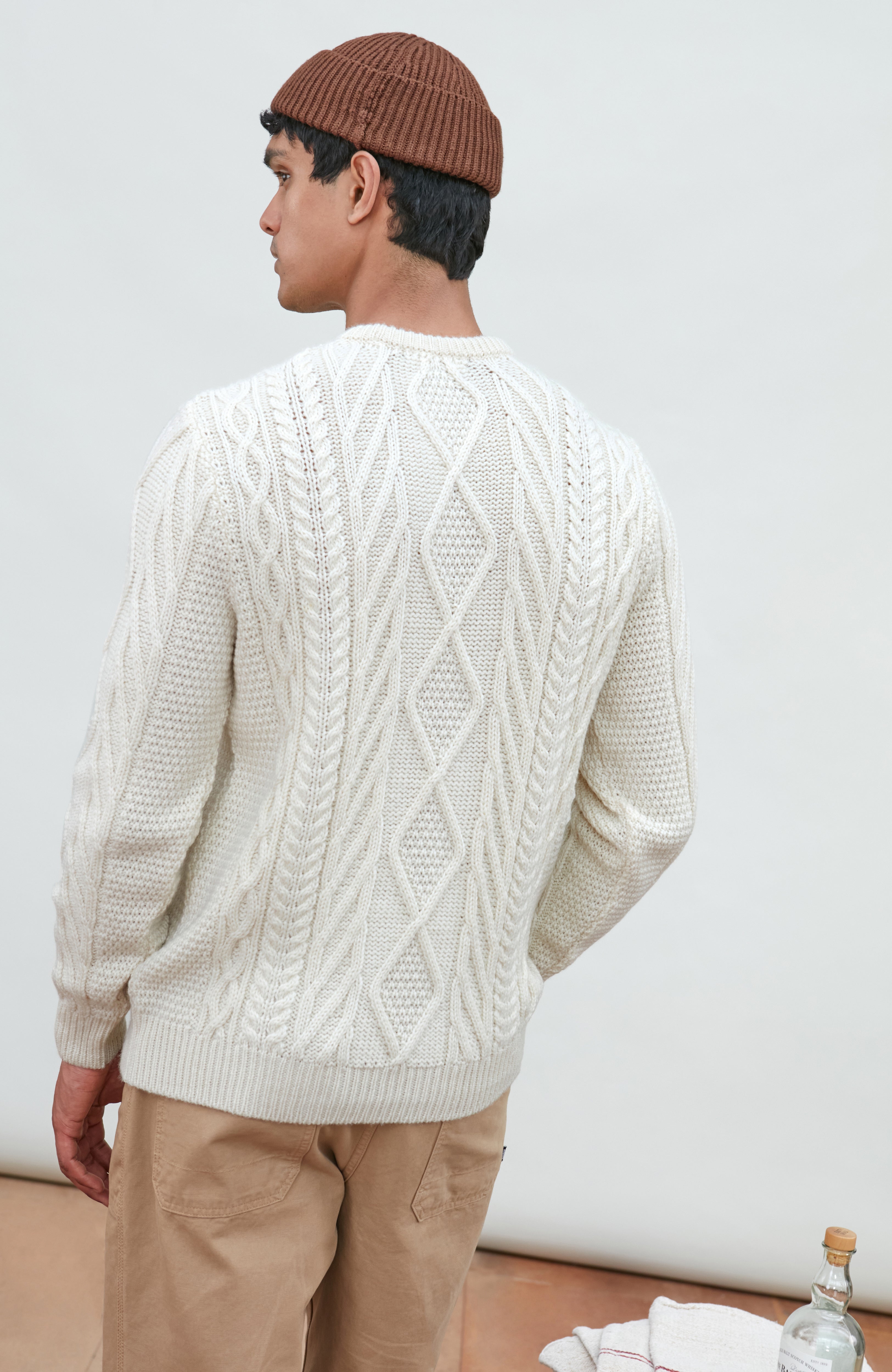 Mens Chunky Merino Wool Cable Jumper