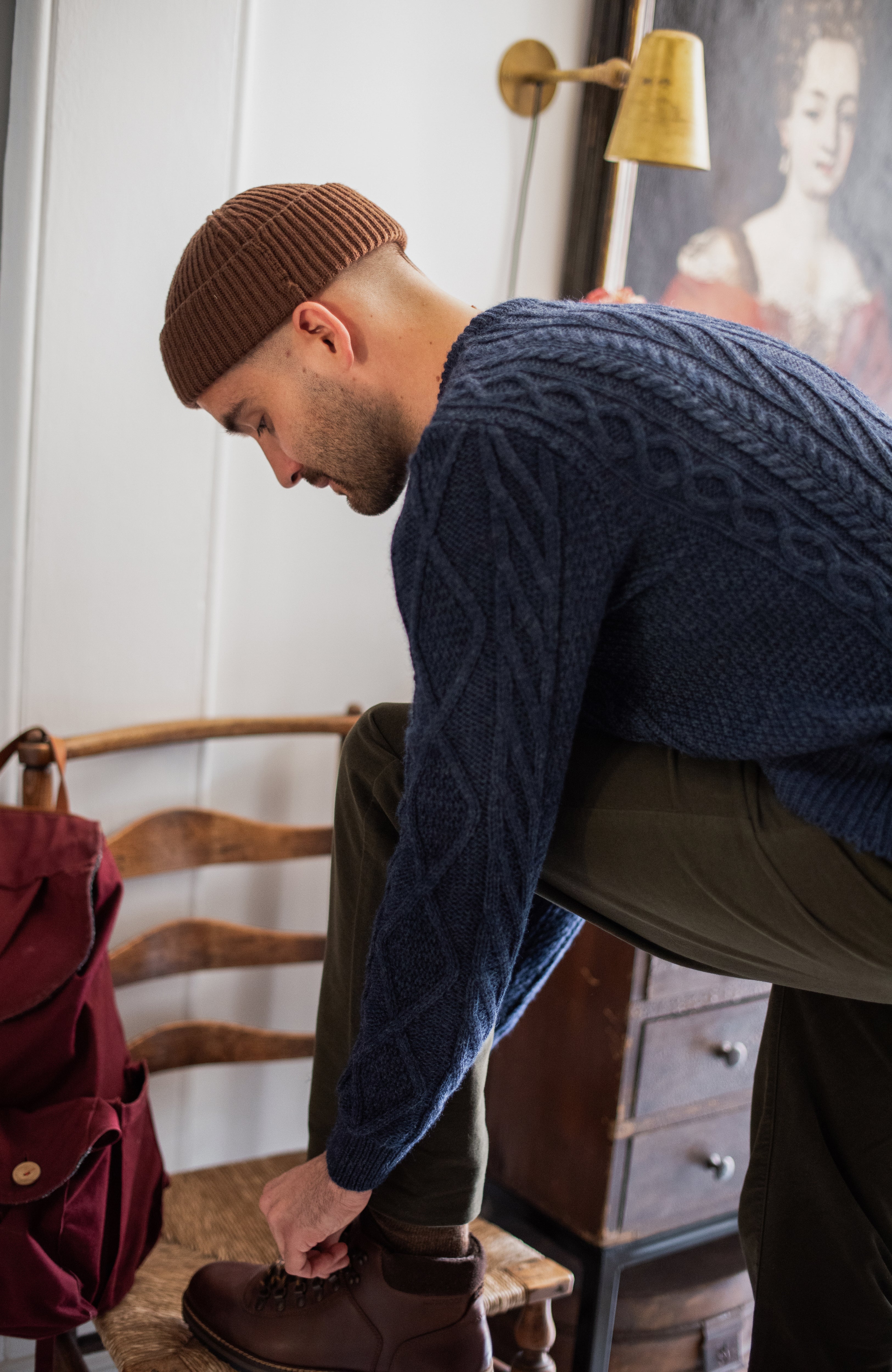 Mens Chunky Merino Wool Cable Jumper