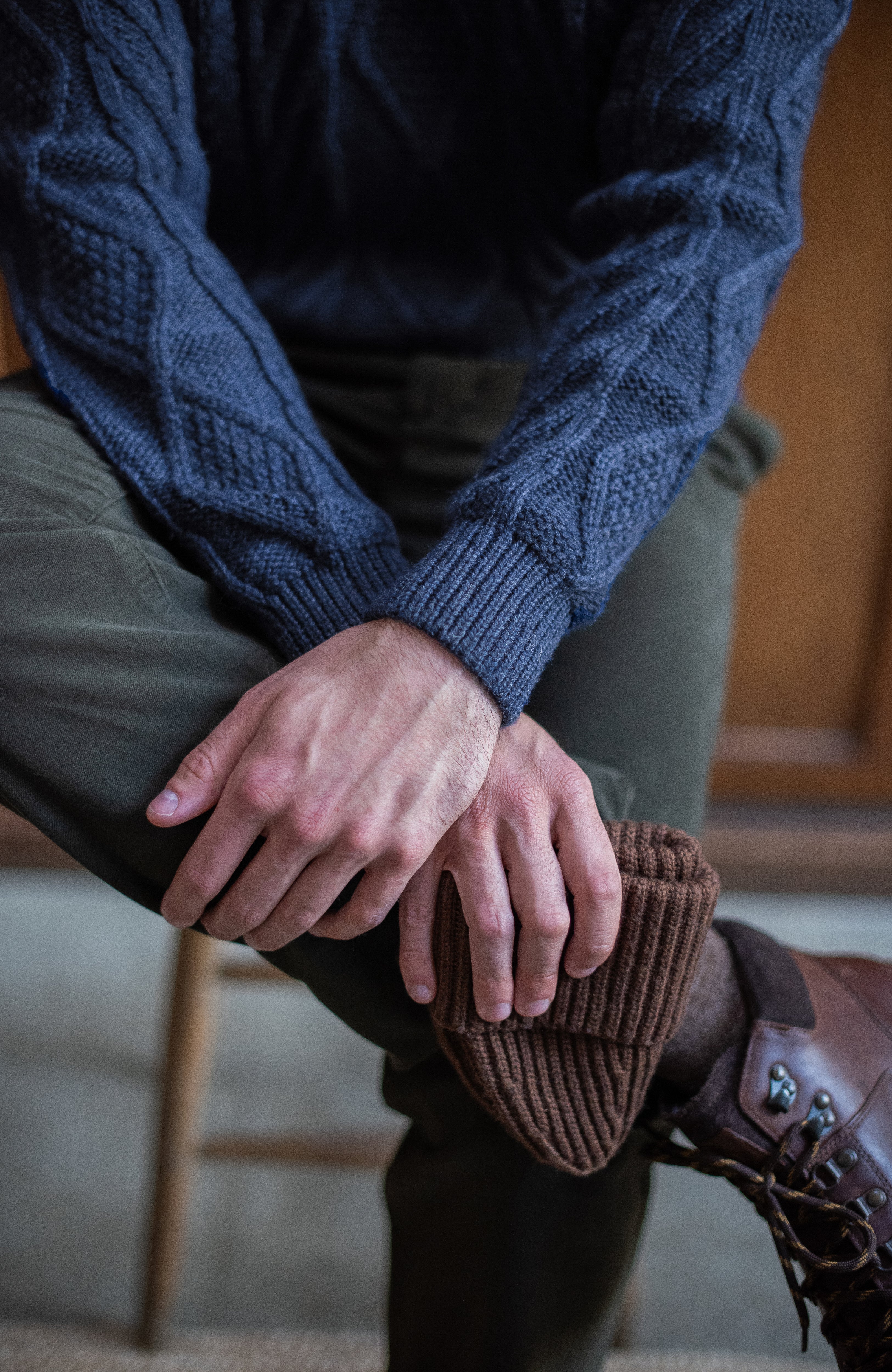 Mens Chunky Merino Wool Cable Jumper