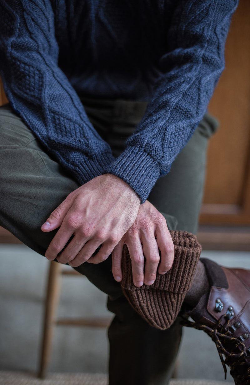 Mens Chunky Merino Wool Cable Jumper
