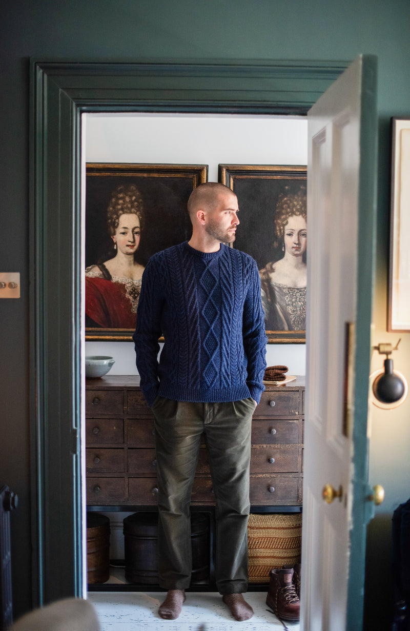 Mens Chunky Merino Wool Cable Jumper