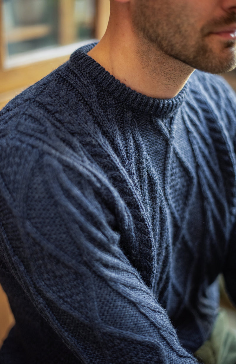 Mens Chunky Merino Wool Cable Jumper