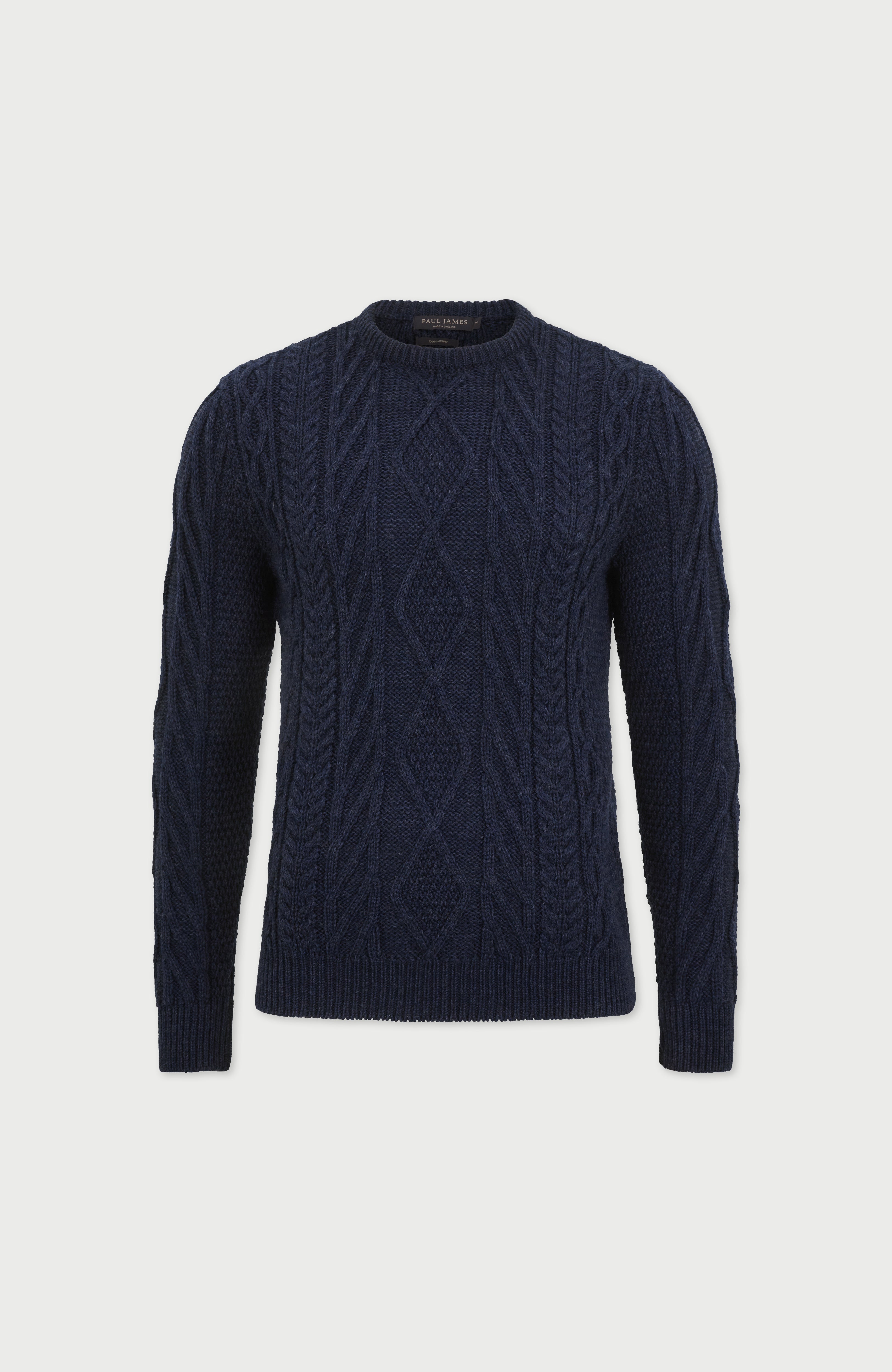 Mens Chunky Merino Wool Cable Jumper