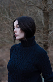 Womens Chunky Merino Roll Neck Cable Jumper