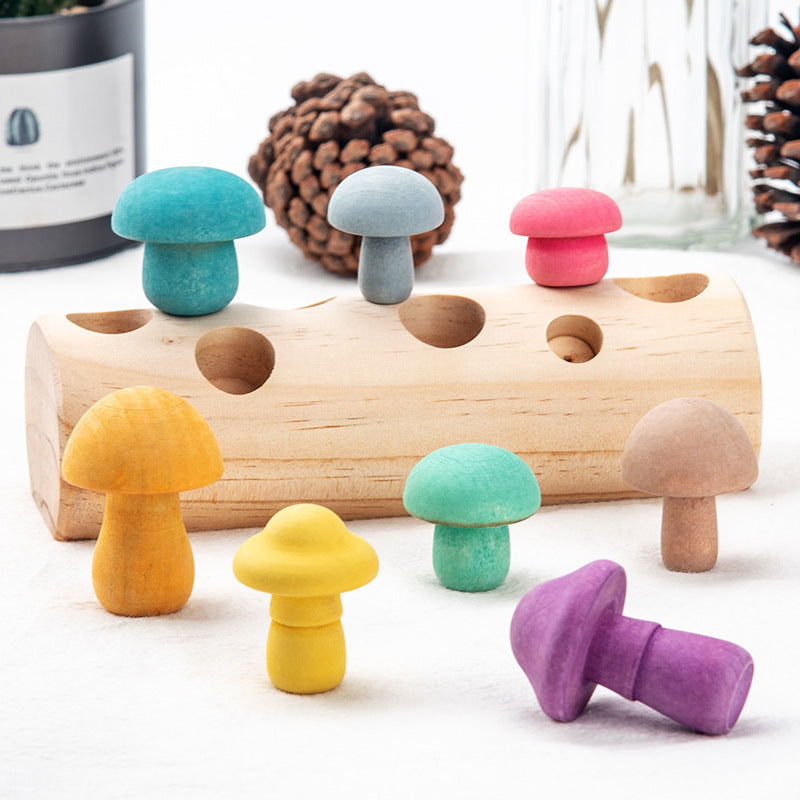 Montessori Simulation Wooden Mushroom Picking Game