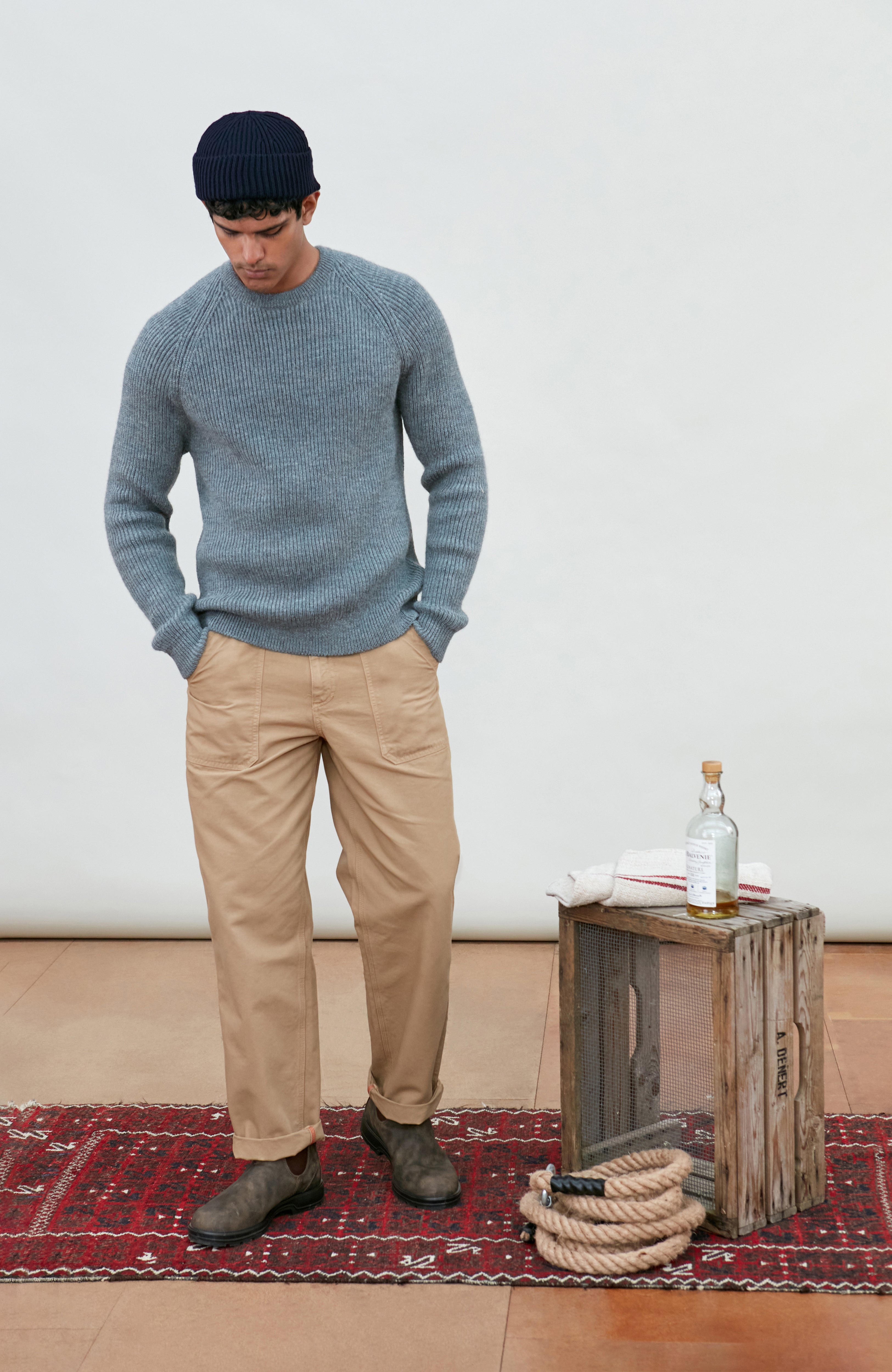 Mens Sheepsoft British Wool Rib Knit Jumper