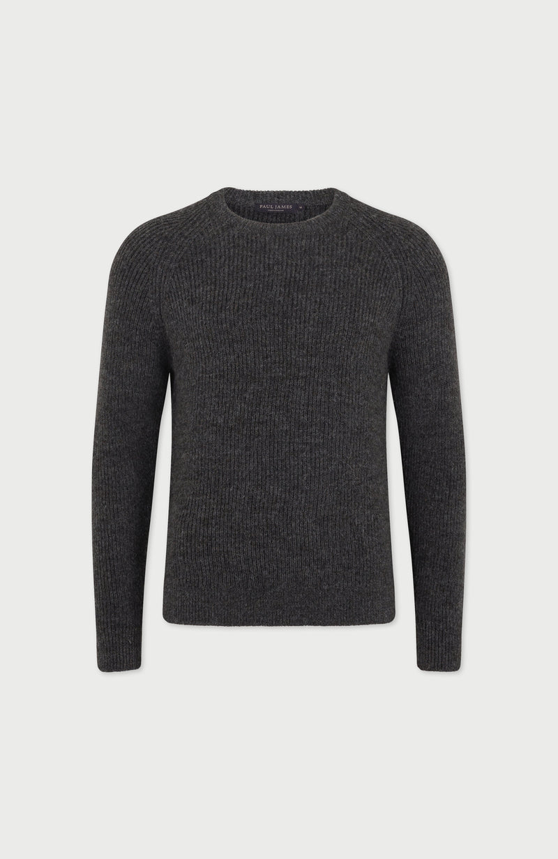 Mens Sheepsoft British Wool Fisherman Rib Knit Jumper
