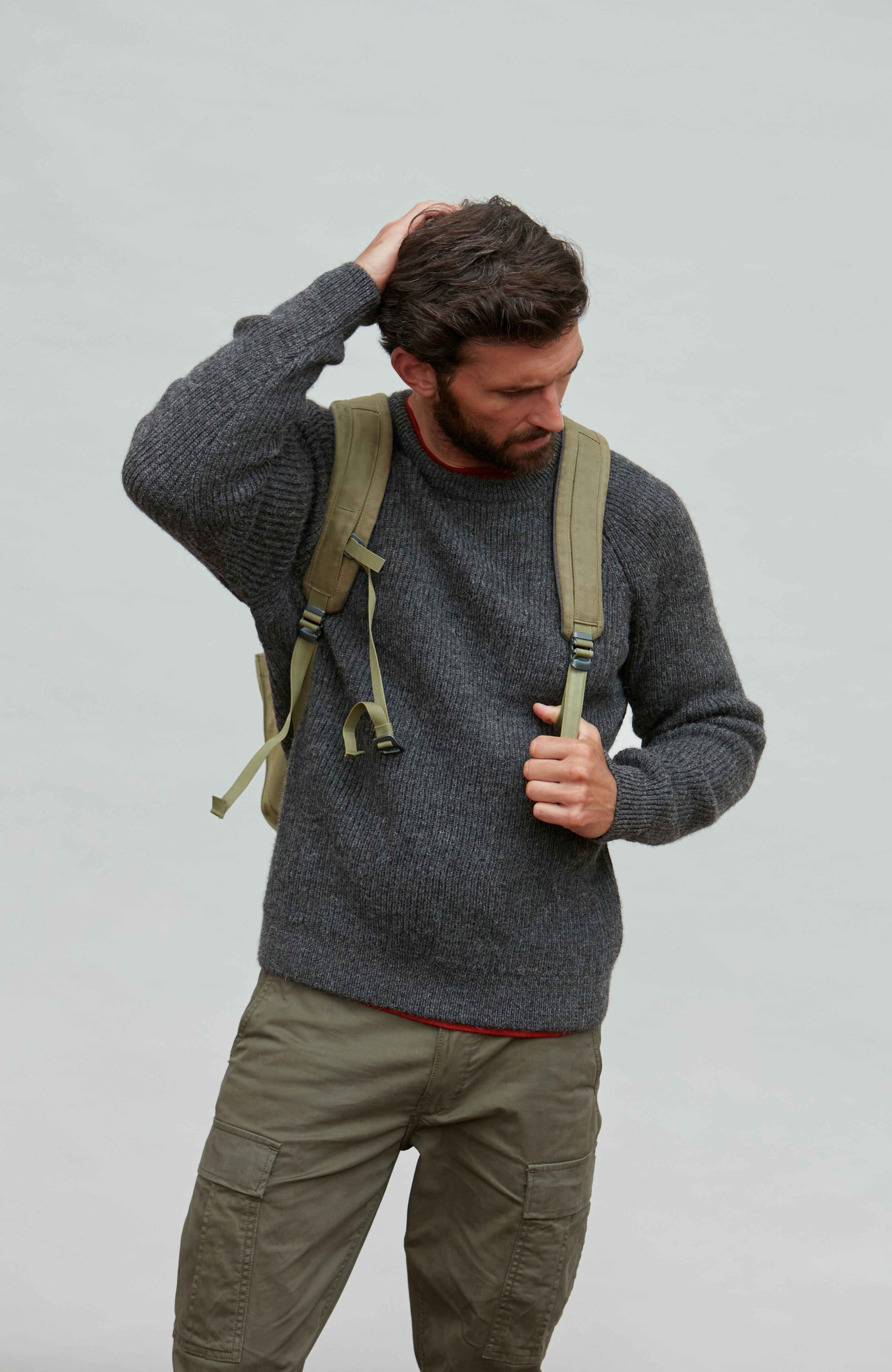 Mens Sheepsoft British Wool Fisherman Rib Knit Jumper