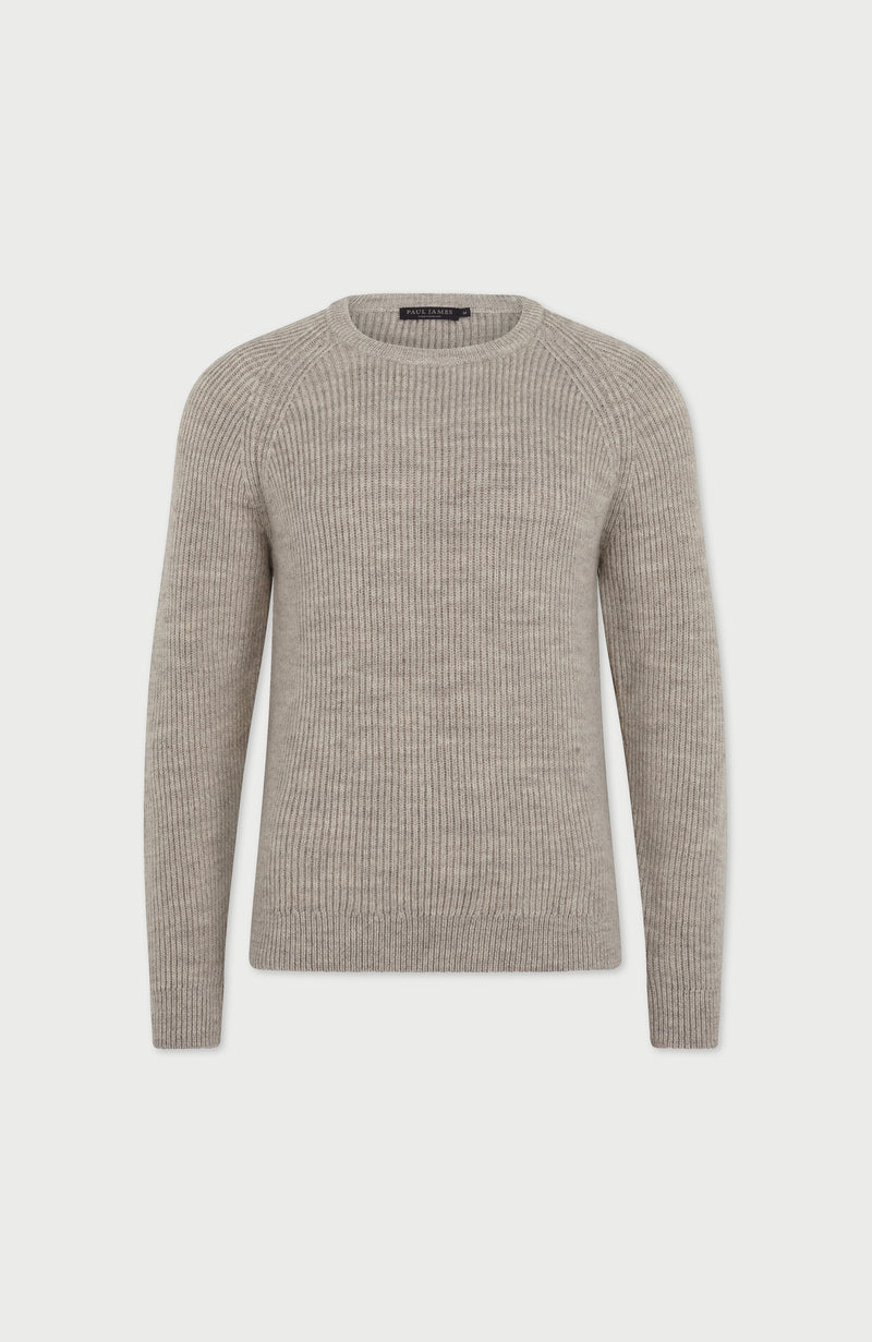 Mens Sheepsoft British Wool Fisherman Rib Knit Jumper