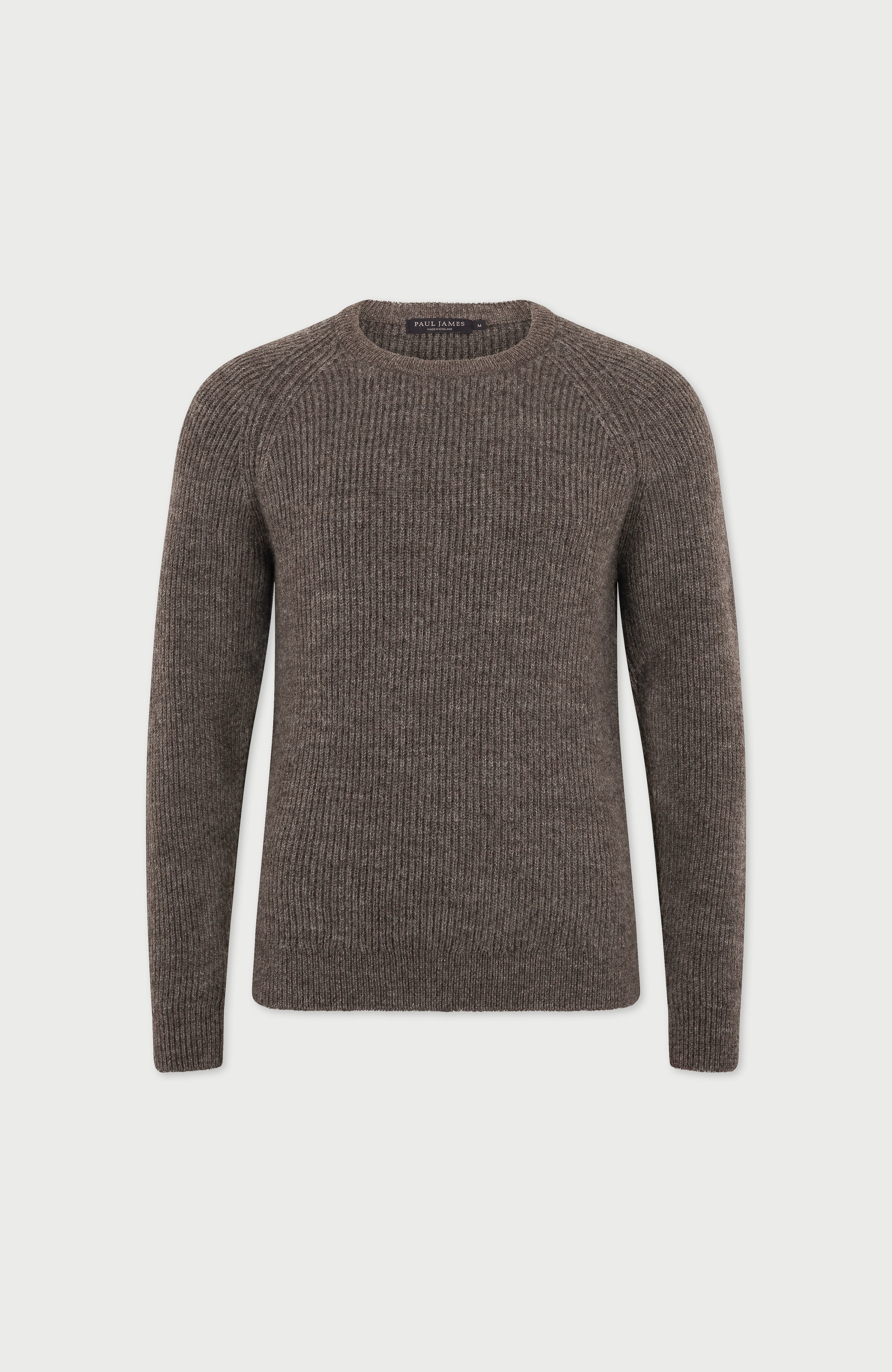 Mens Sheepsoft British Wool Fisherman Rib Knit Jumper