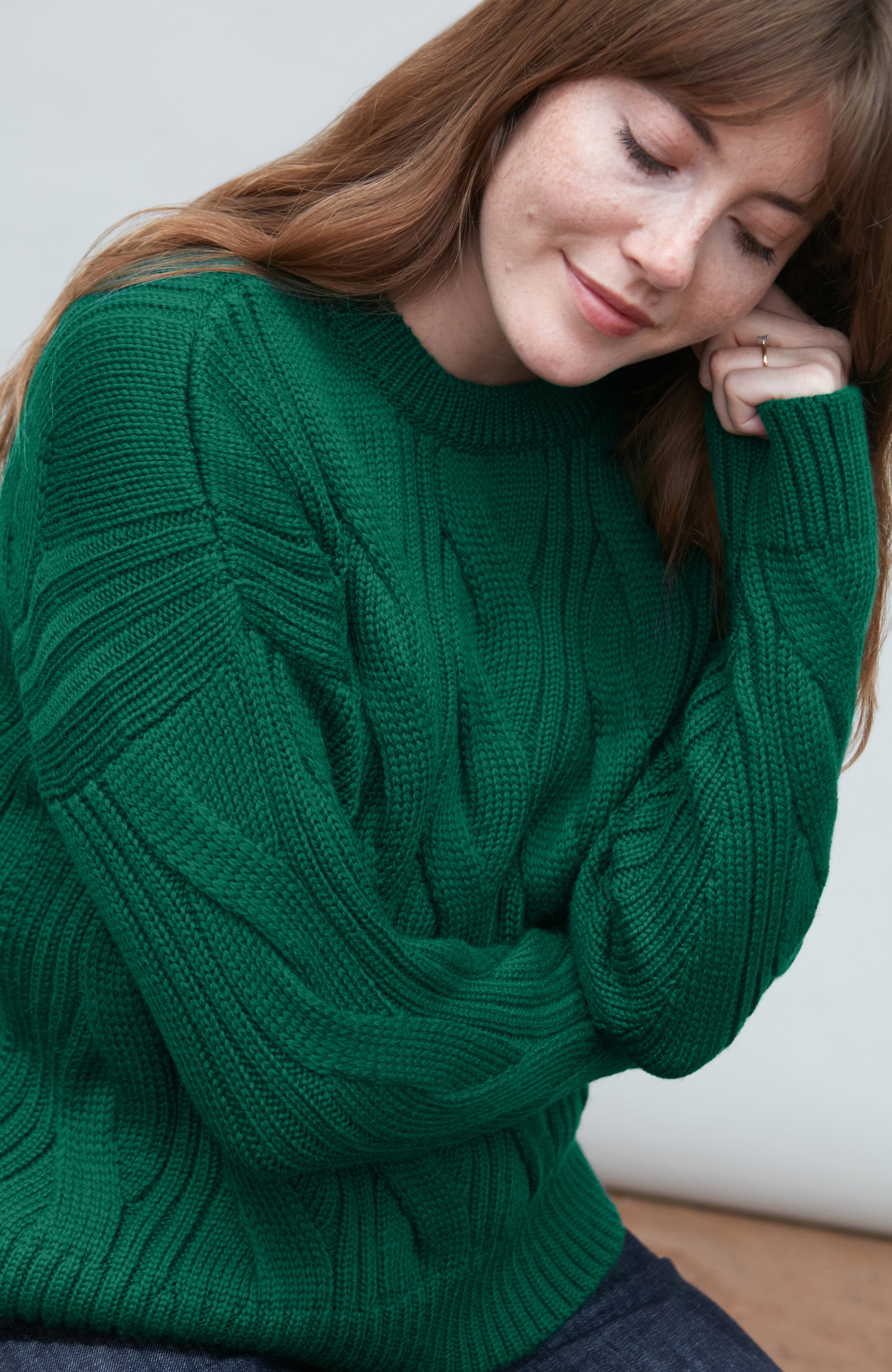 Womens Chunky Merino Wool Cable Jumper