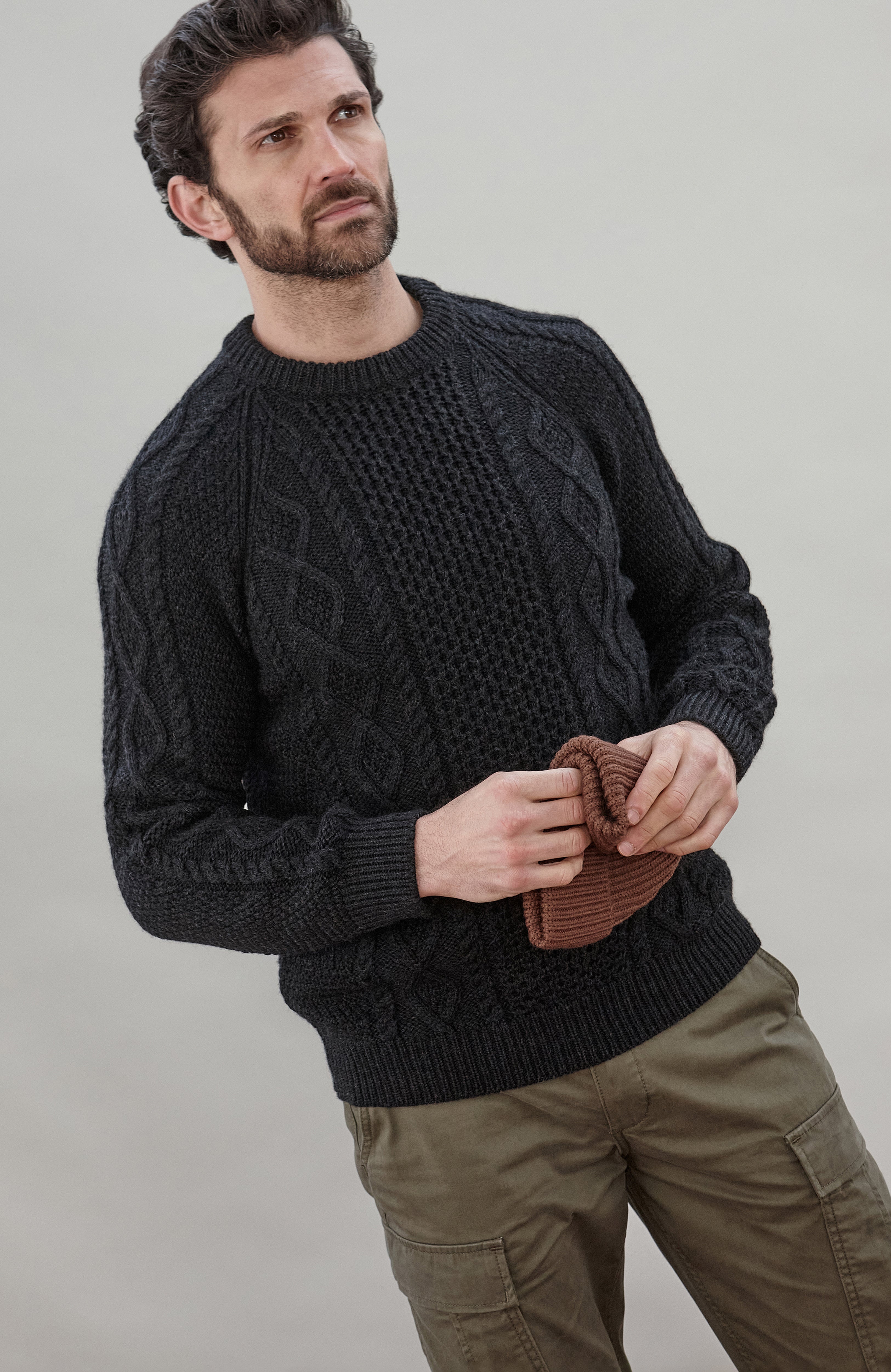 Mens Chunky Merino Wool Fisherman's Jumper