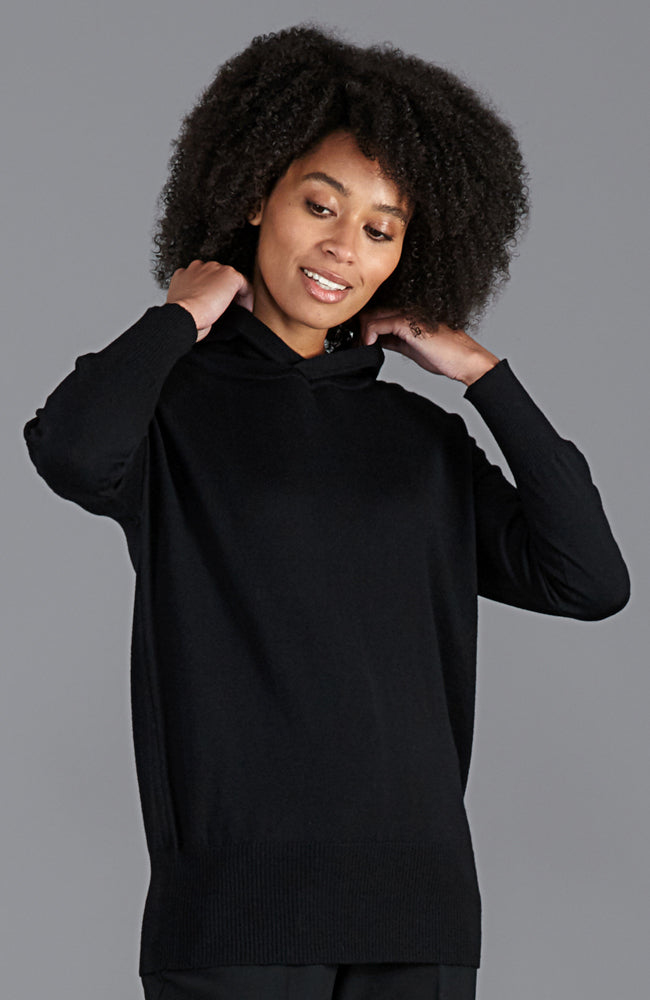 Womens Pure Extra Fine Merino Relaxed Fit Hooded Jumper
