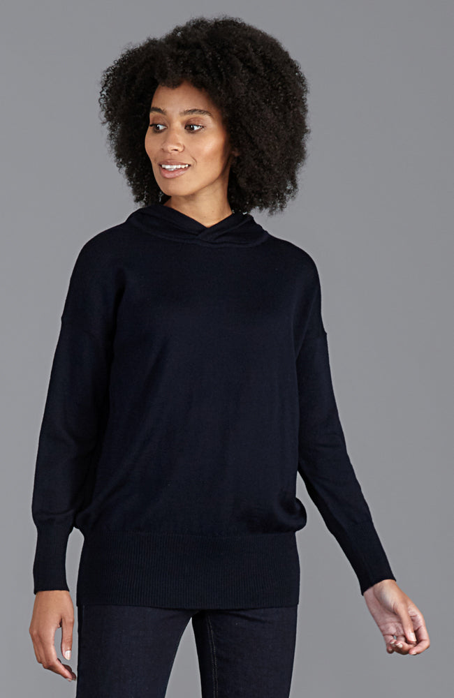 Womens Pure Extra Fine Merino Relaxed Fit Hooded Jumper