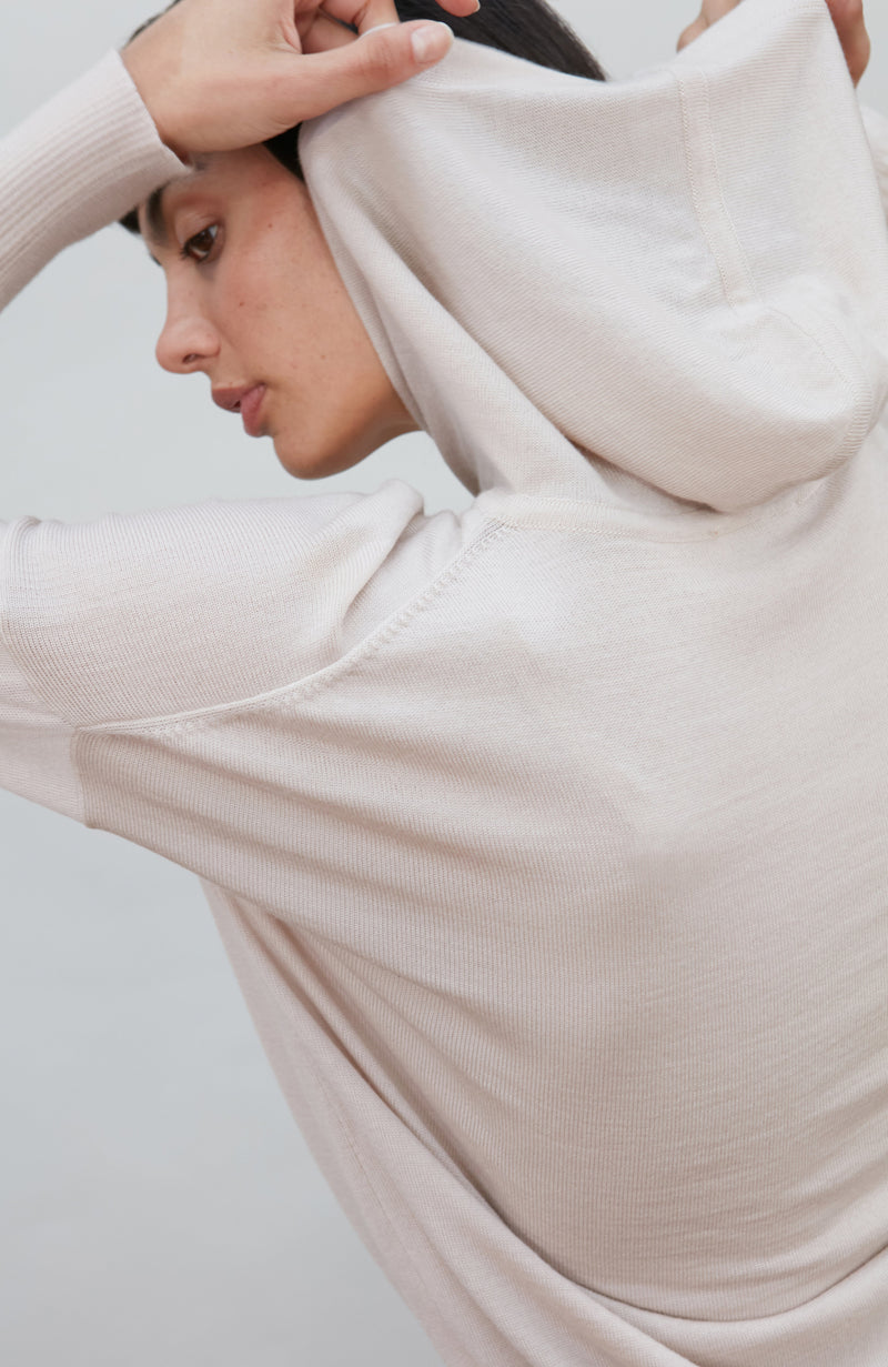 Womens Pure Extra Fine Merino Relaxed Fit Hooded Jumper