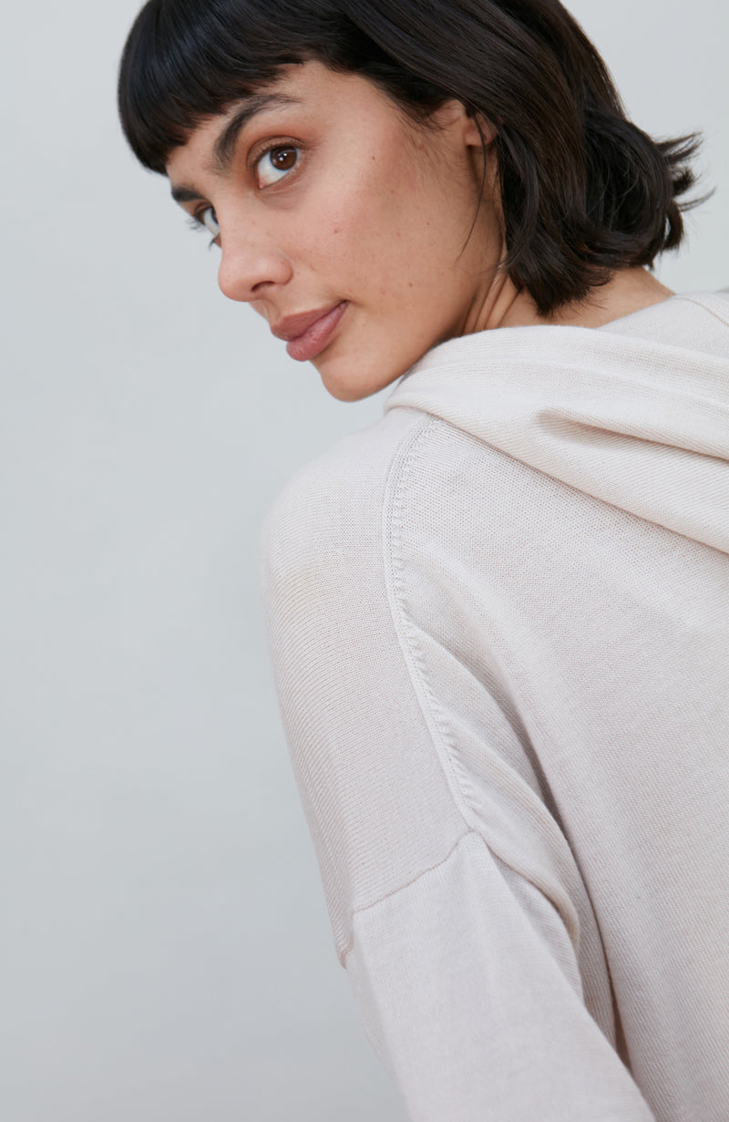 Womens Pure Extra Fine Merino Relaxed Fit Hooded Jumper