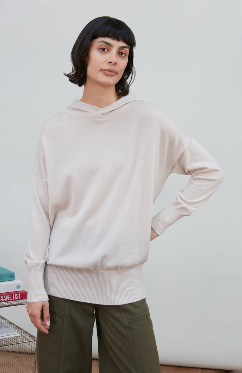 Womens Pure Extra Fine Merino Relaxed Fit Hooded Jumper