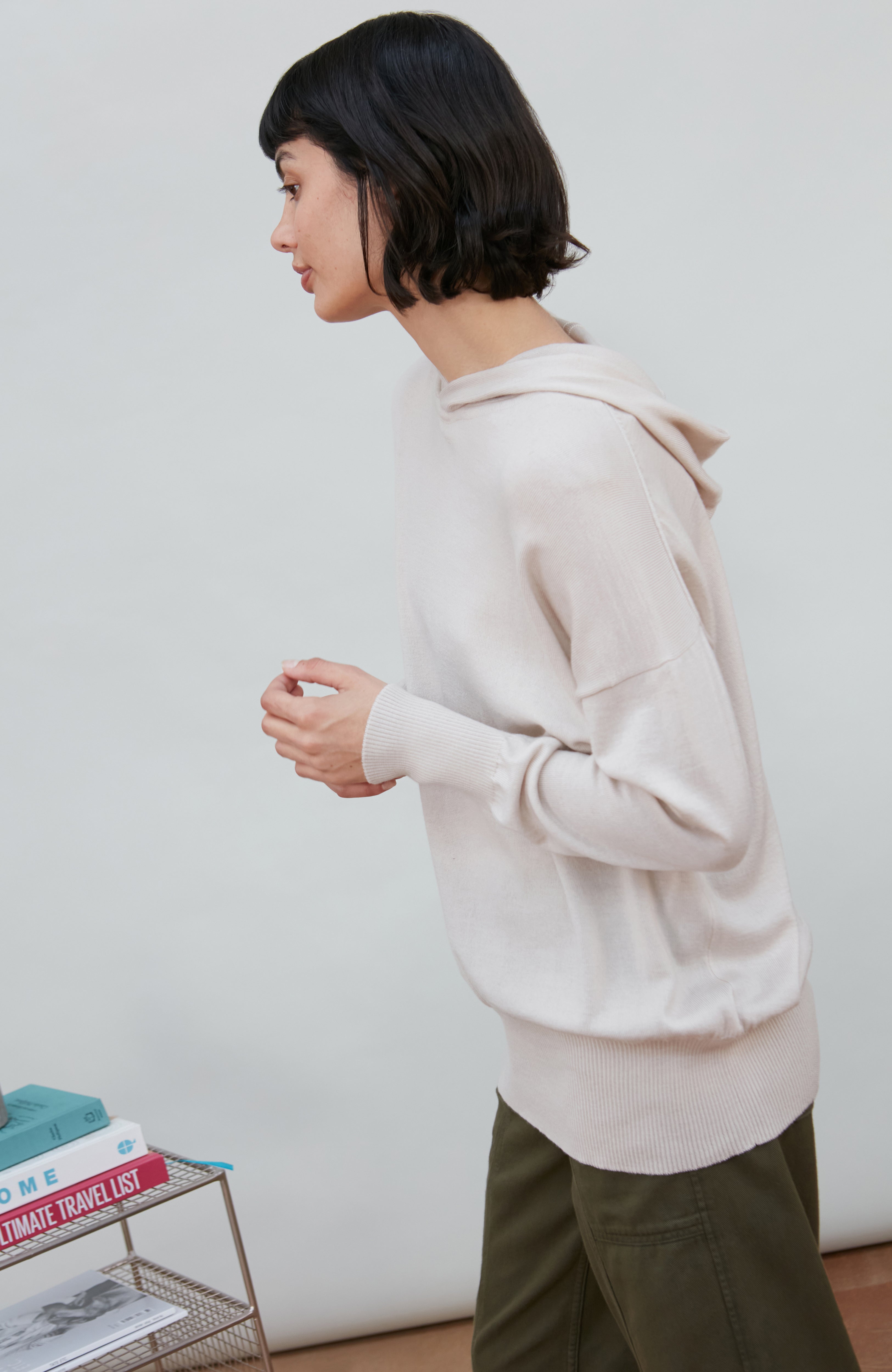 Womens Pure Extra Fine Merino Relaxed Fit Hooded Jumper