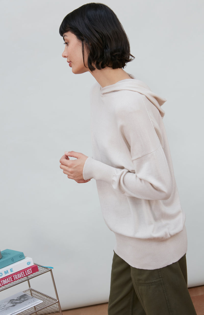 Womens Pure Extra Fine Merino Relaxed Fit Hooded Jumper