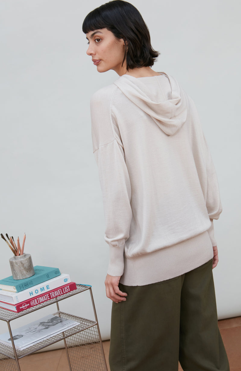 Womens Pure Extra Fine Merino Relaxed Fit Hooded Jumper
