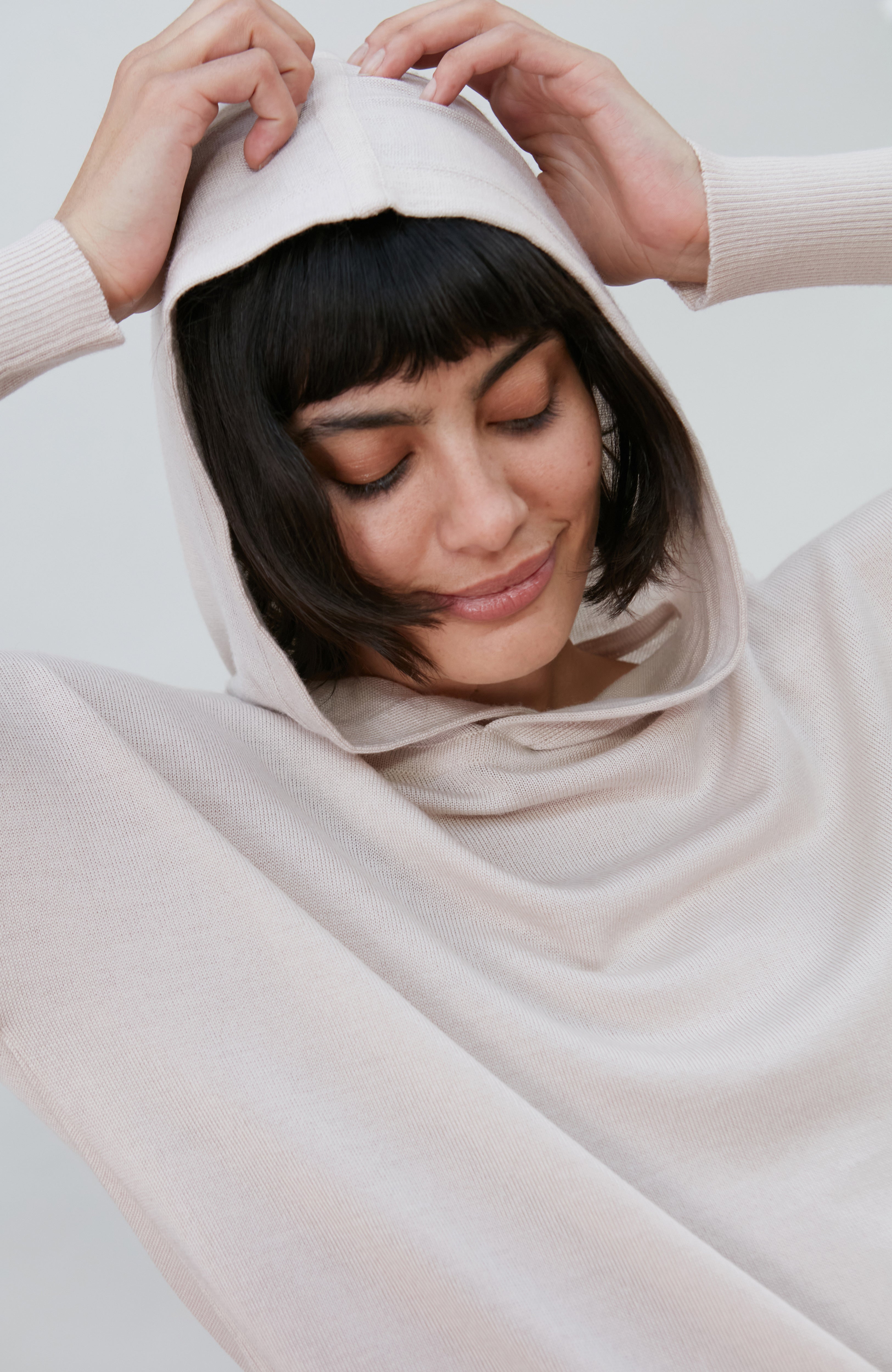 Womens Pure Extra Fine Merino Relaxed Fit Hooded Jumper