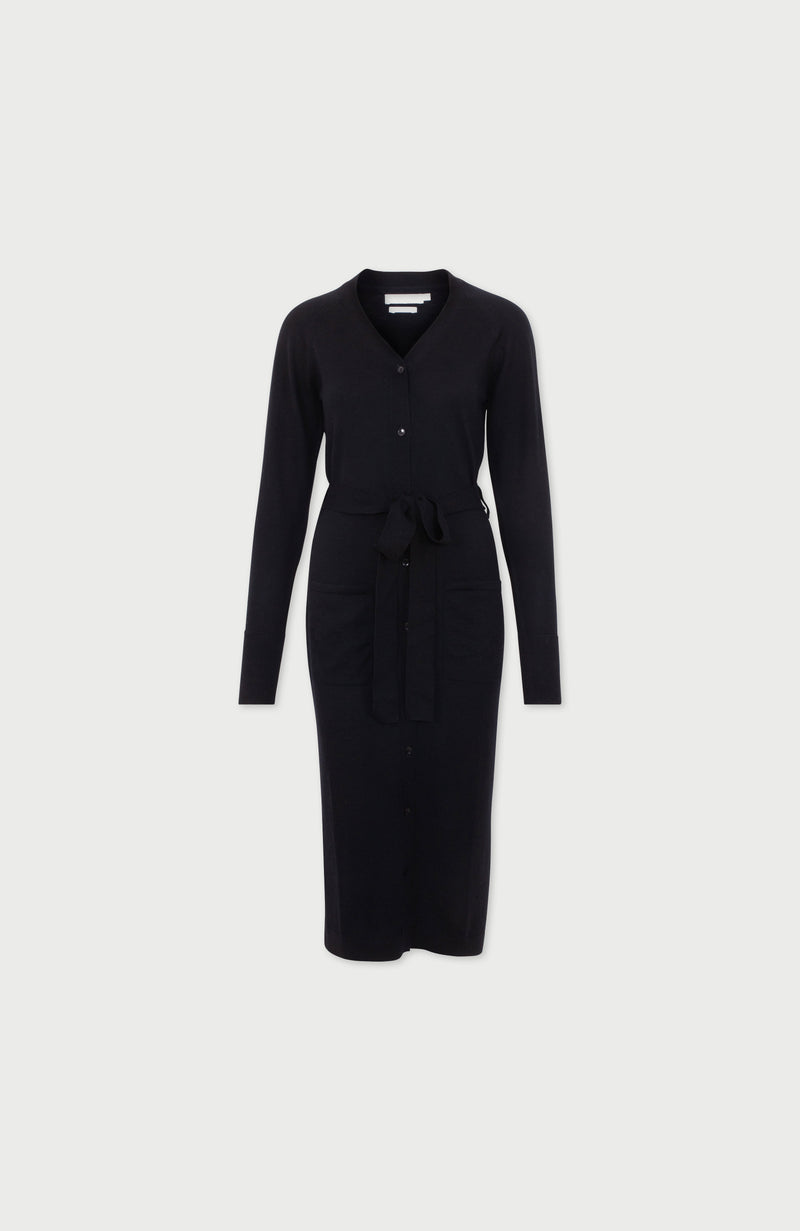 Womens Pure Extrafine Merino Long Cardigan Dress