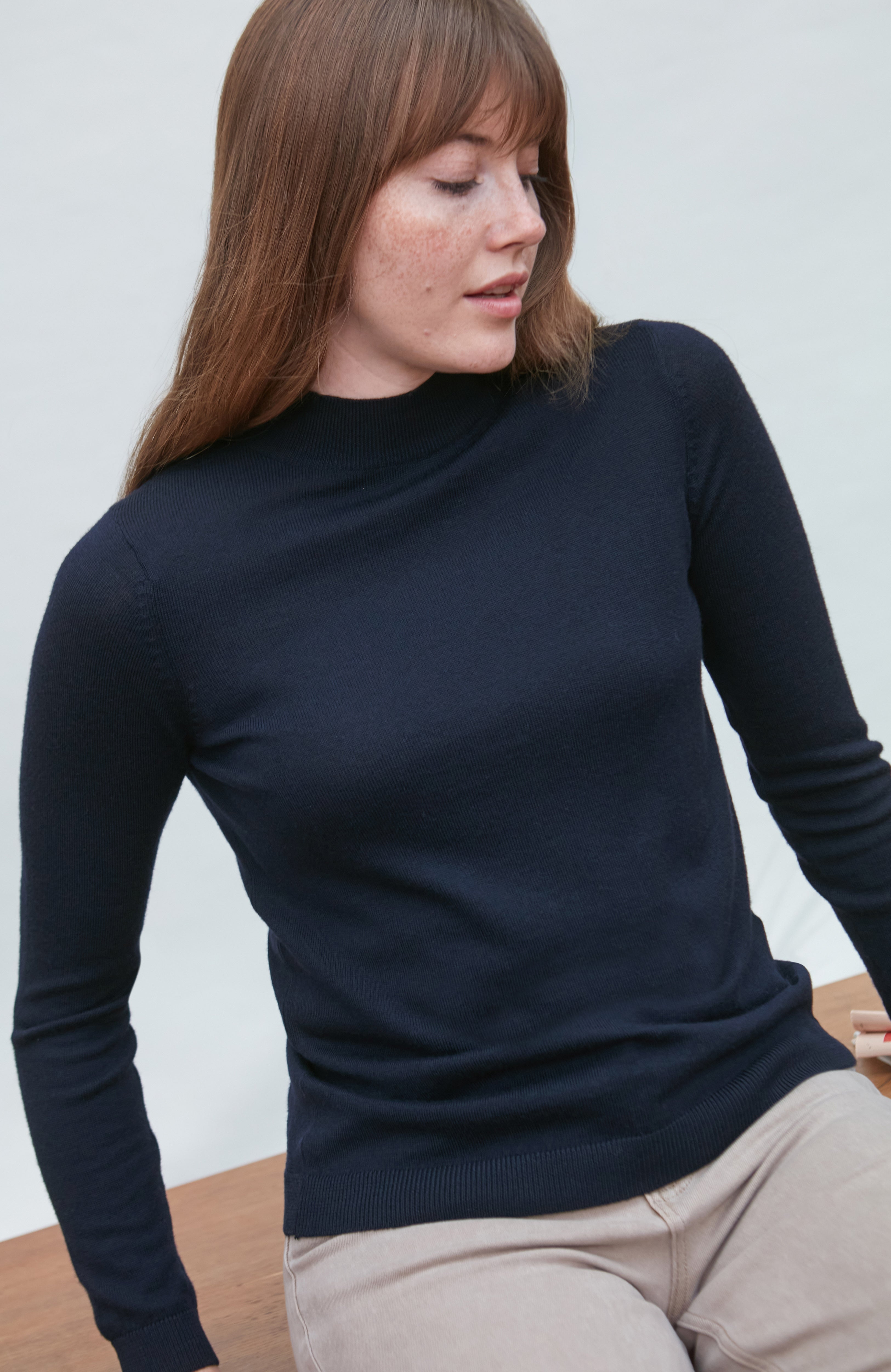 Womens Pure Extra Fine Merino High Neck Jumper