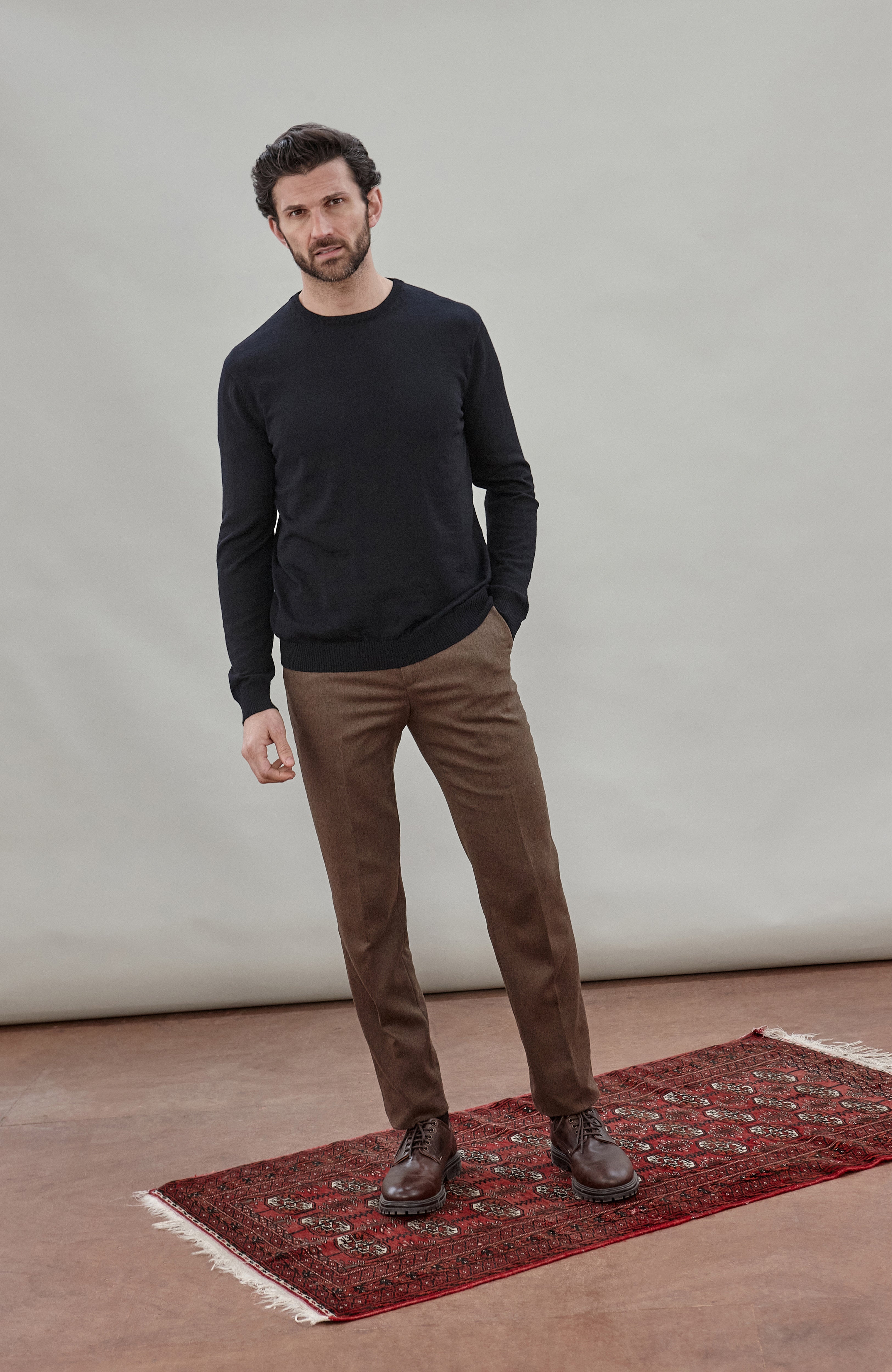 Mens Extra Fine Merino Wool Crew Neck Jumper