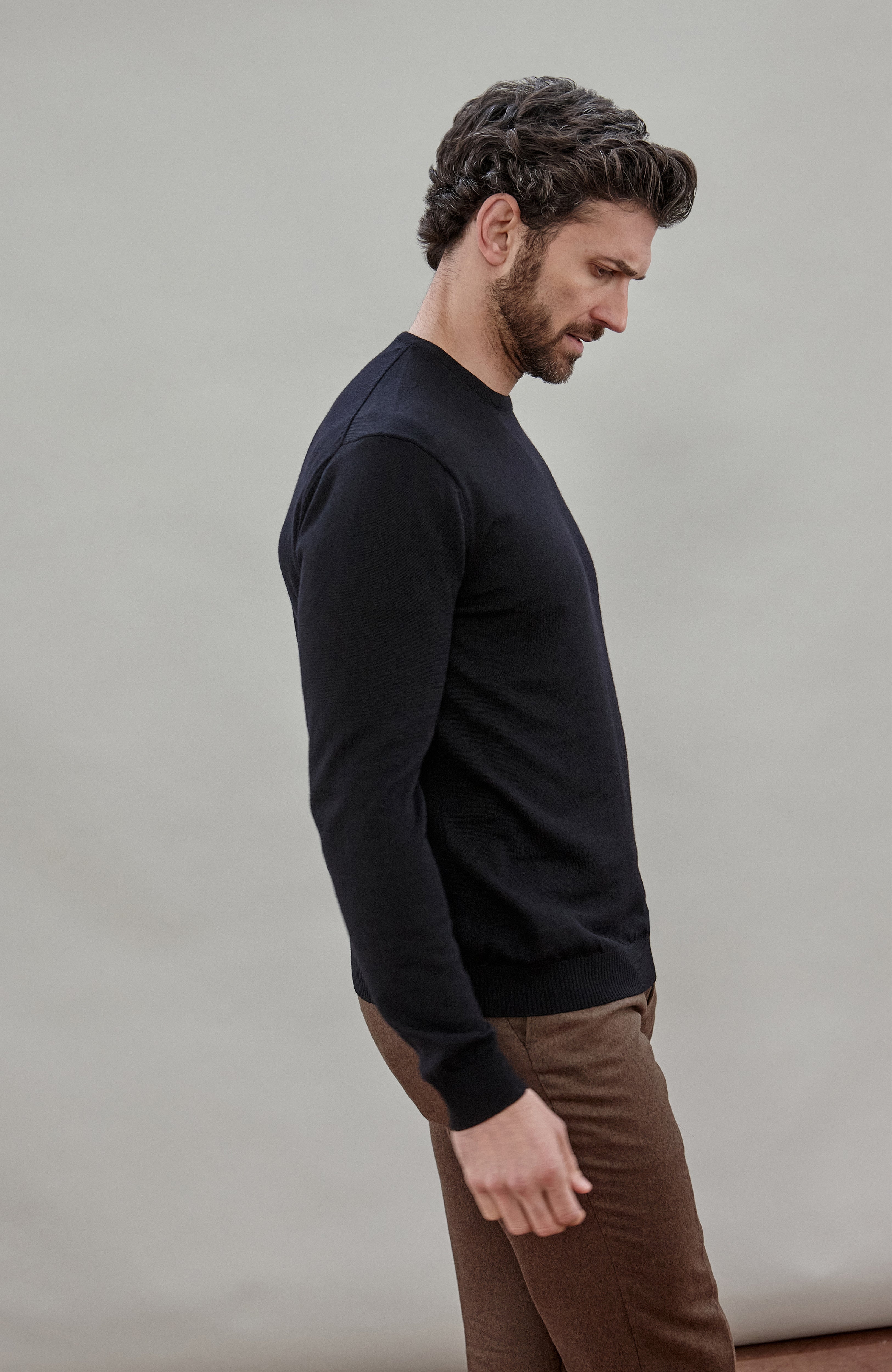 Mens Extra Fine Merino Wool Crew Neck Jumper