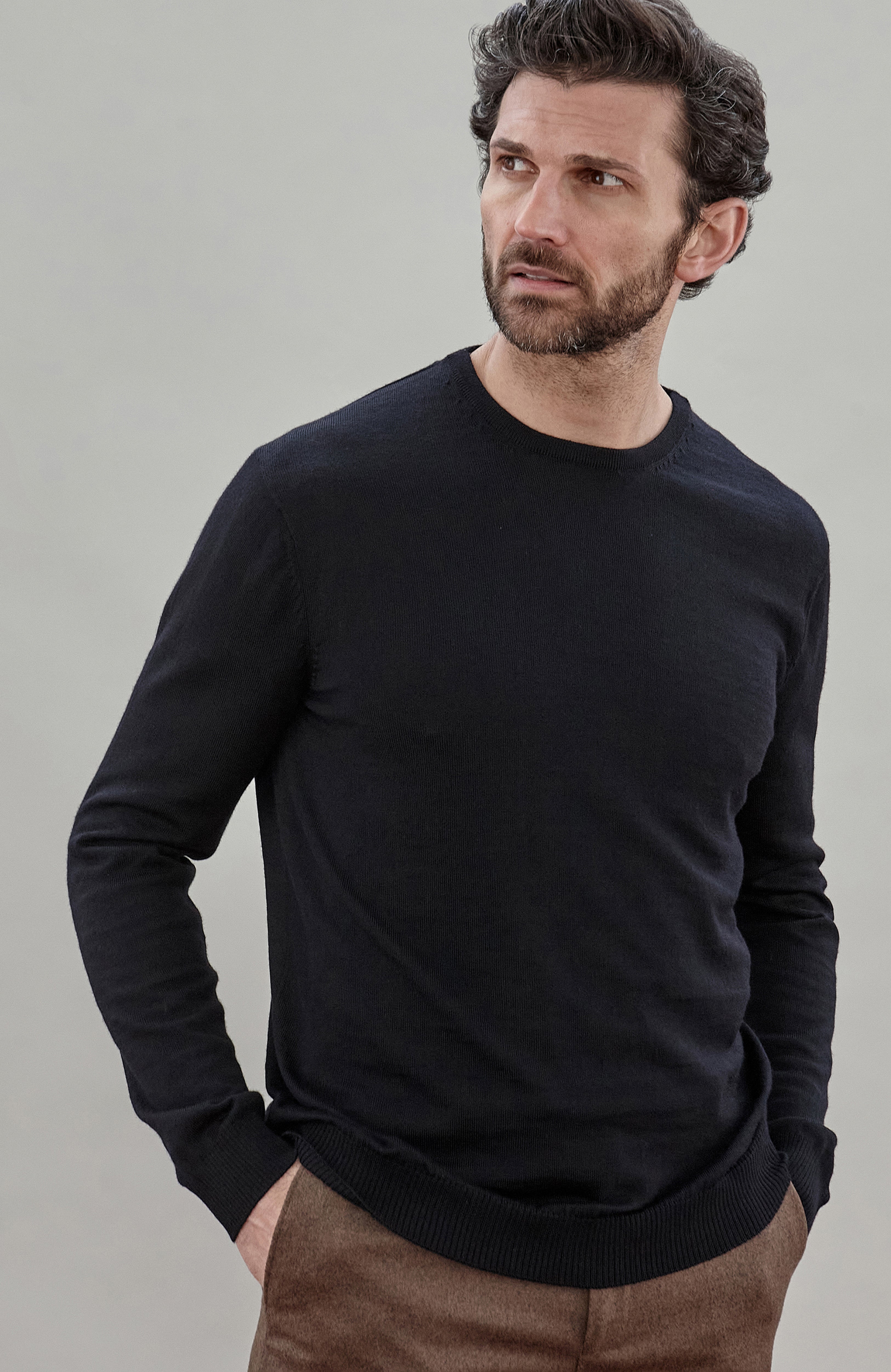 Mens Extra Fine Merino Wool Crew Neck Jumper
