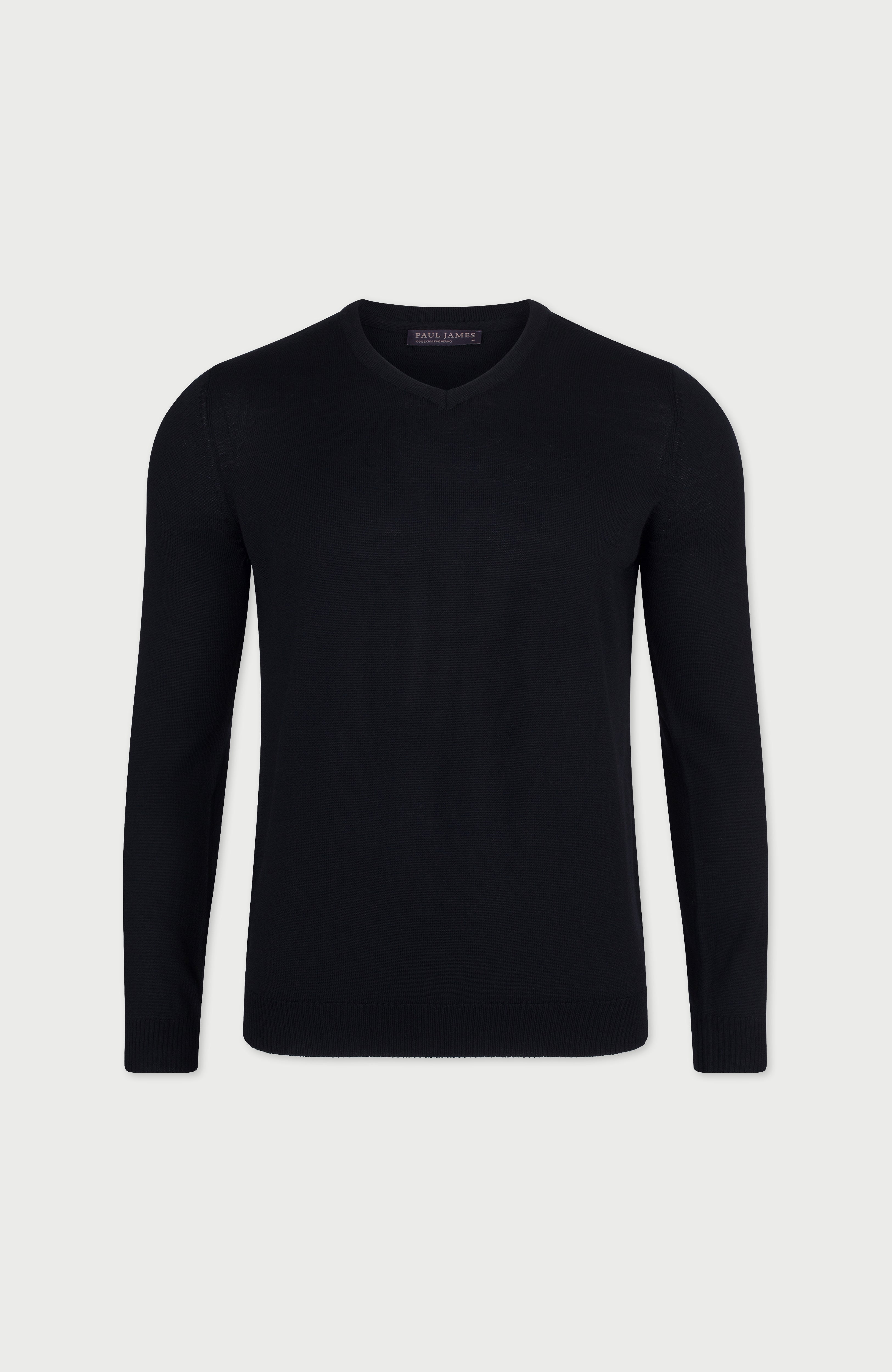 Mens Extra Fine Merino Wool V-Neck Jumper