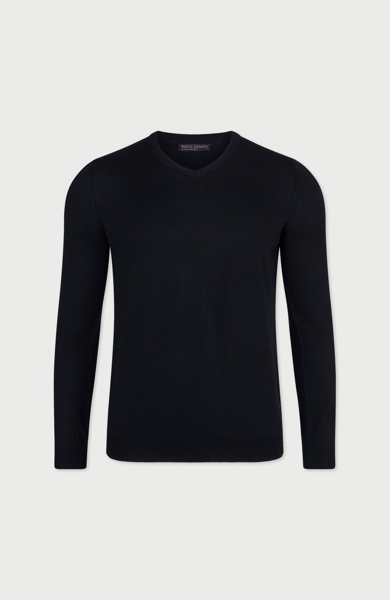 Mens Extra Fine Merino Wool V-Neck Jumper