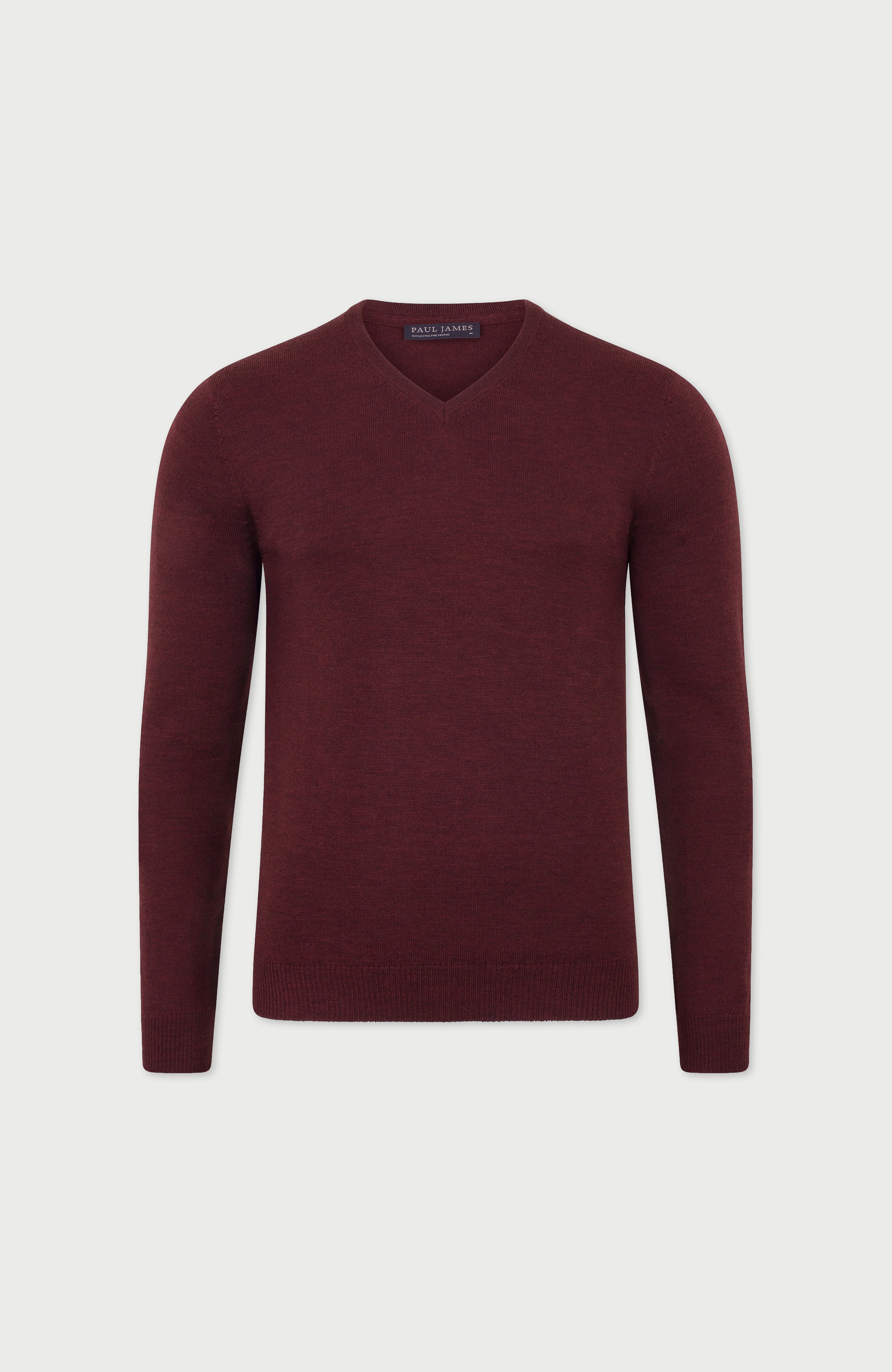 Mens Extra Fine Merino Wool V-Neck Jumper