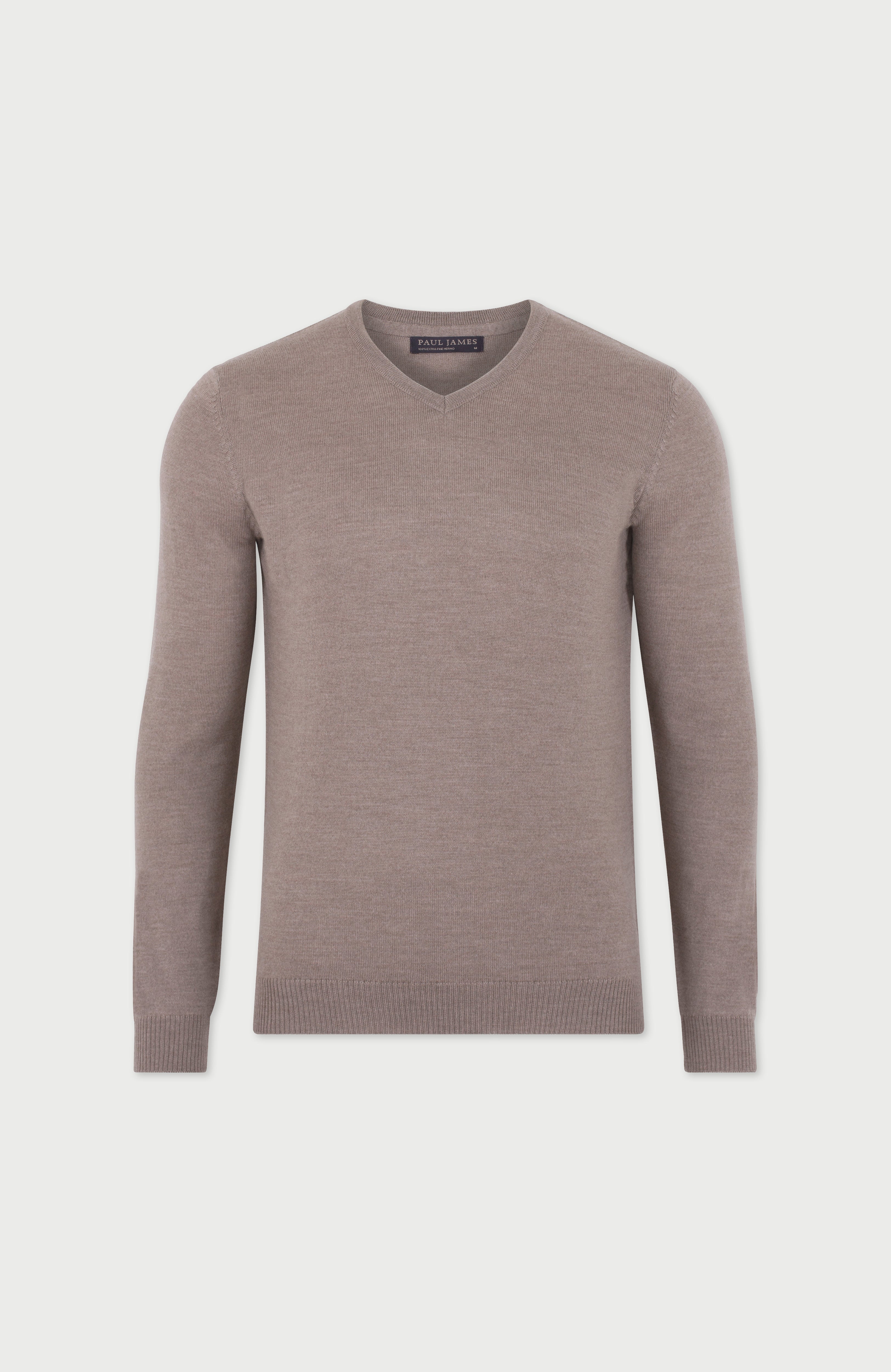 Mens Extra Fine Merino Wool V-Neck Jumper