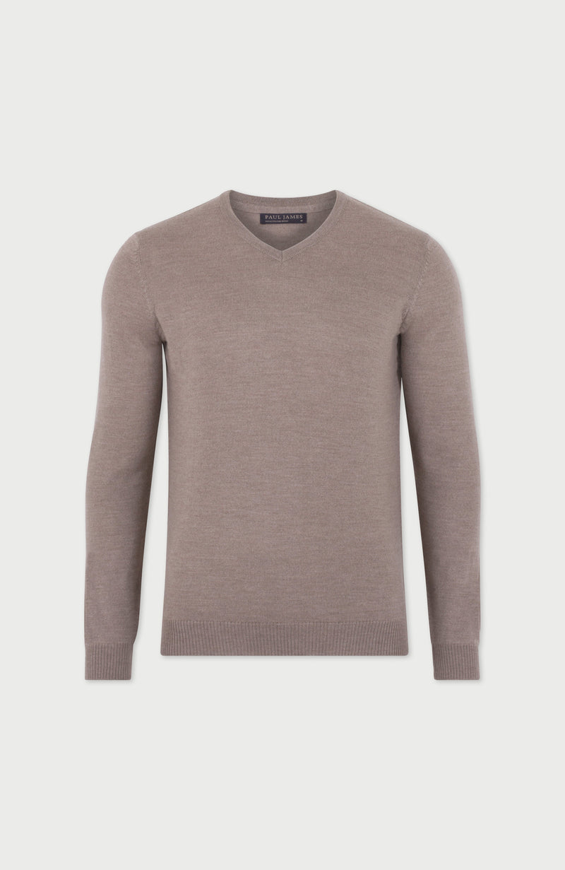 Mens Extra Fine Merino Wool V-Neck Jumper