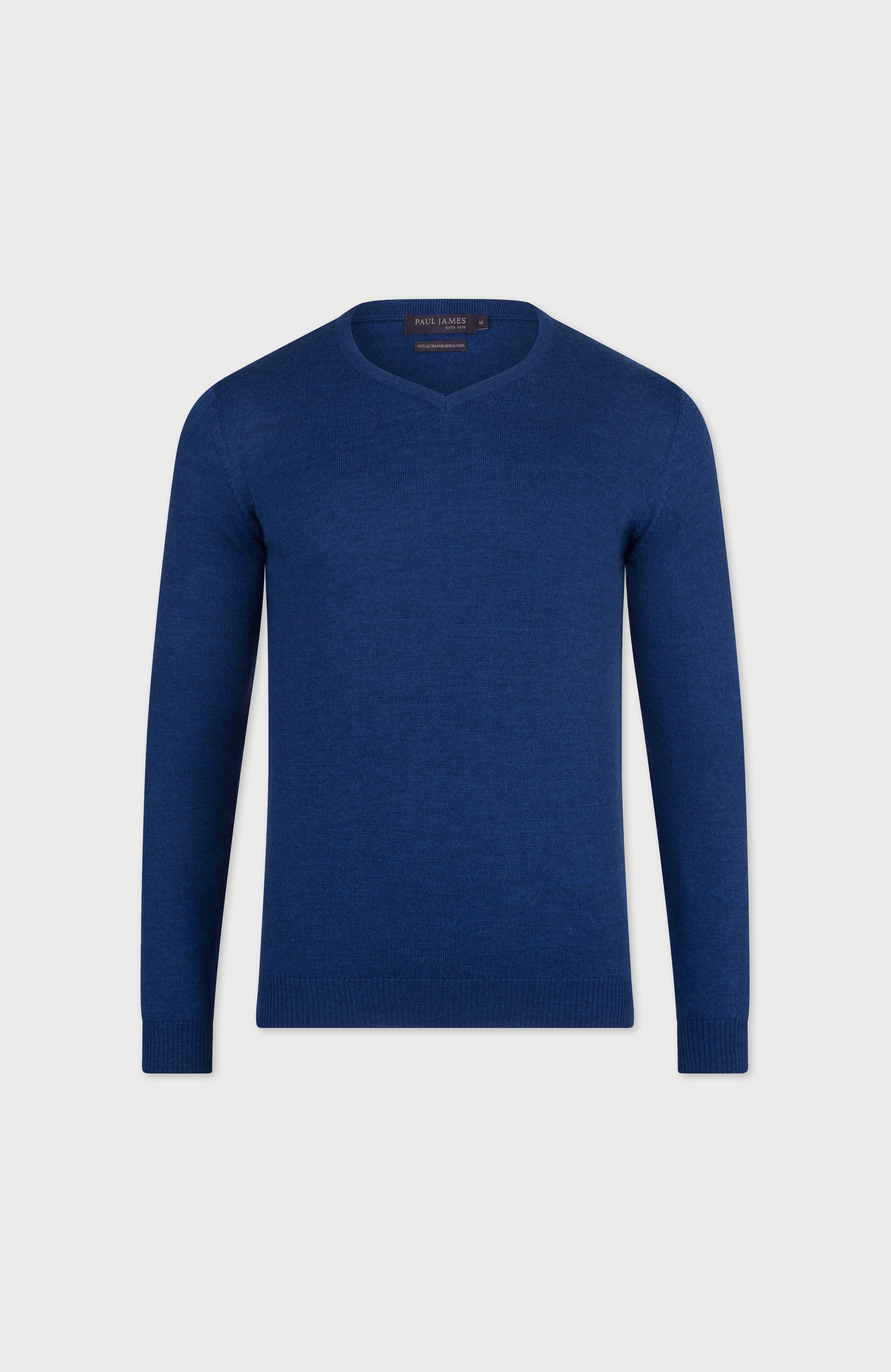 Mens Extra Fine Merino Wool V-Neck Jumper