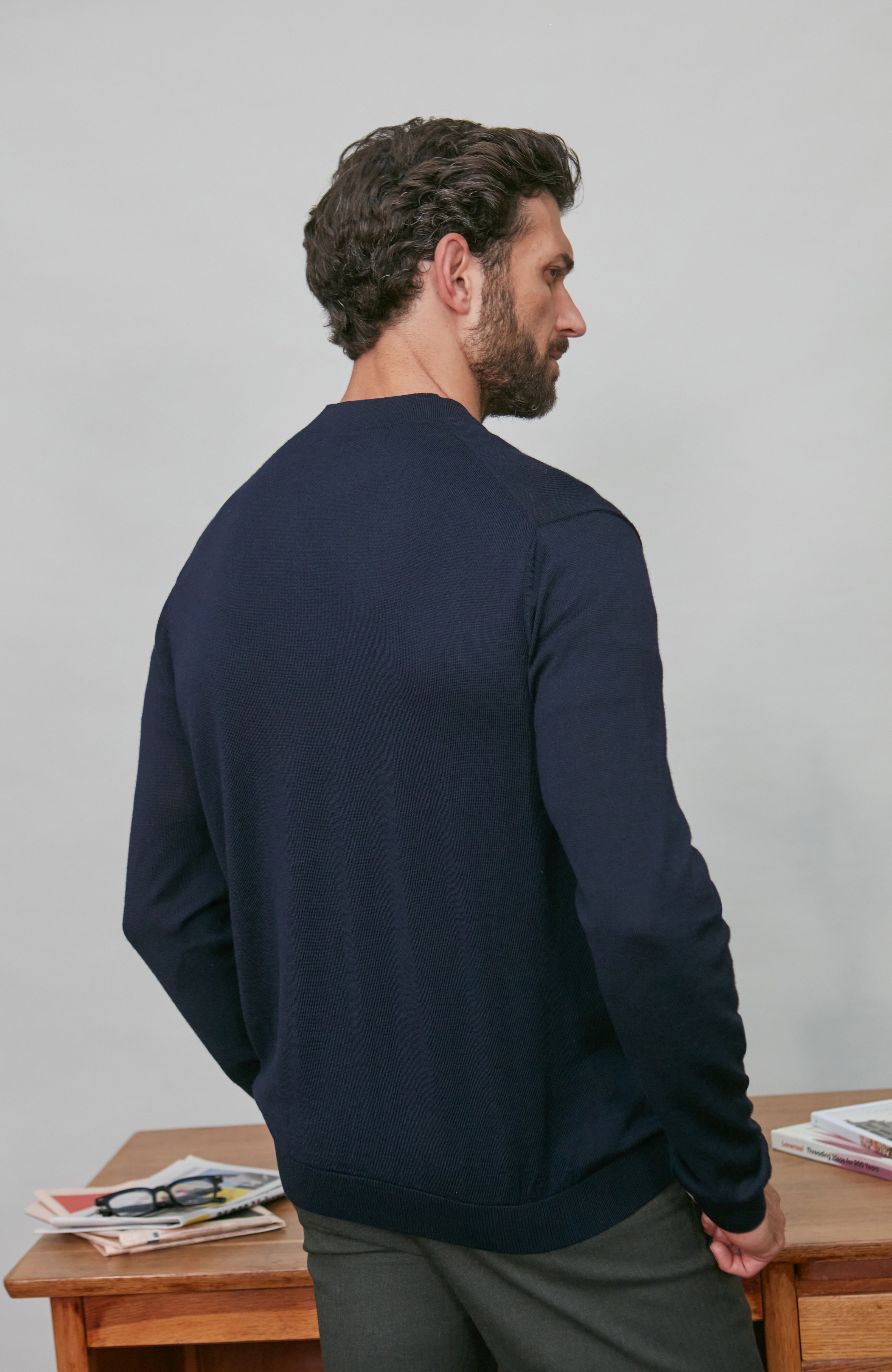 Mens Extra Fine Merino Wool Cardigan