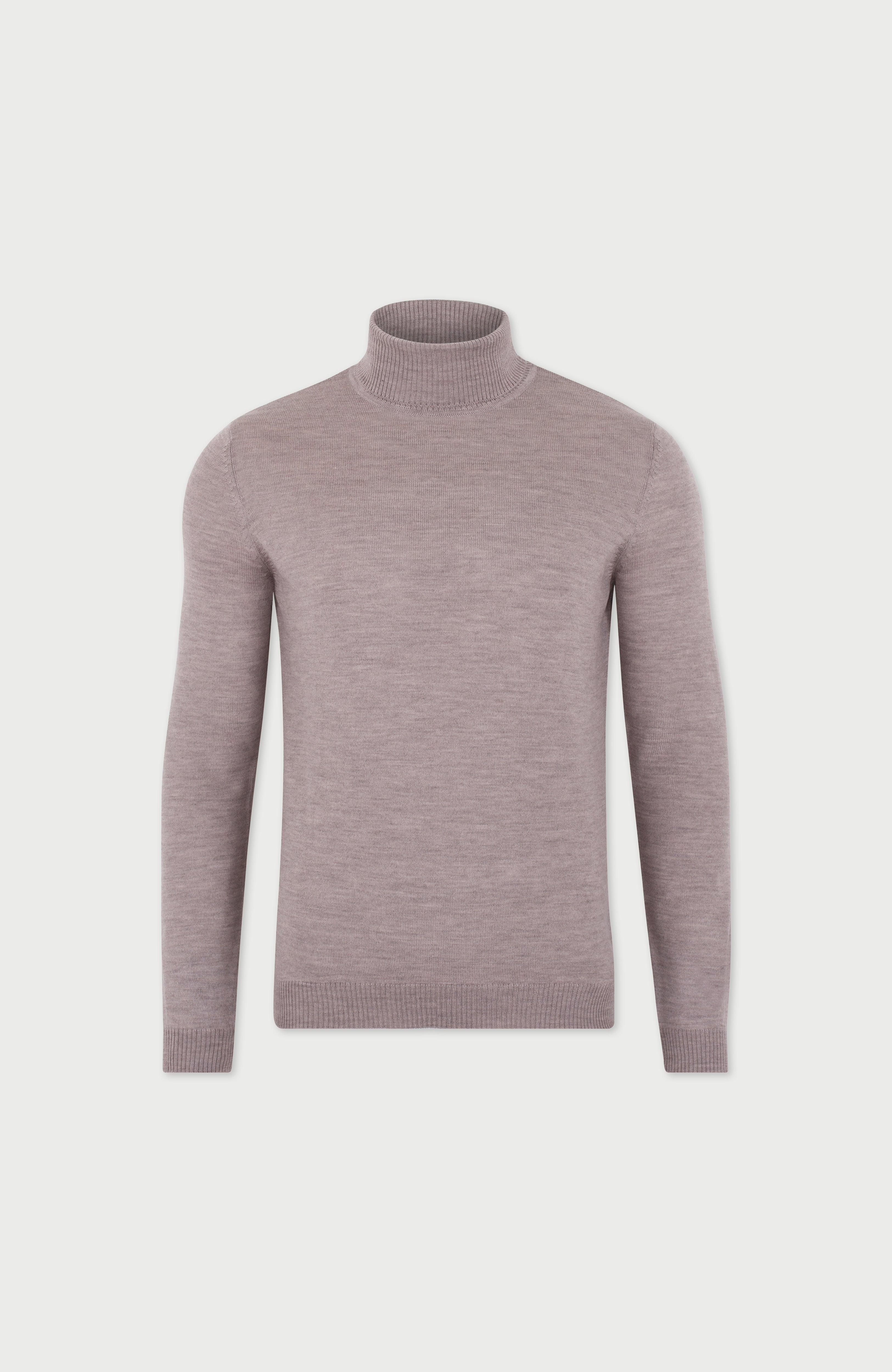 Mens Extra Fine Merino Wool Roll Neck Jumper