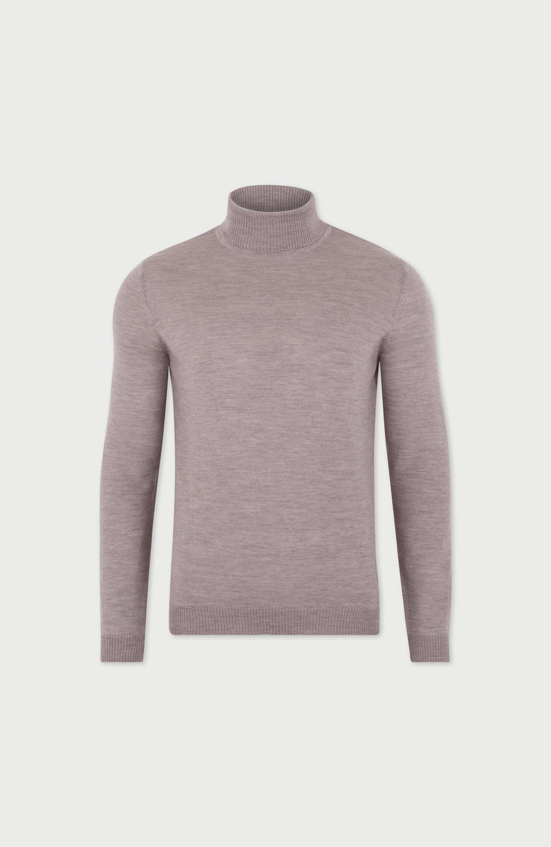 Mens Extra Fine Merino Wool Roll Neck Jumper