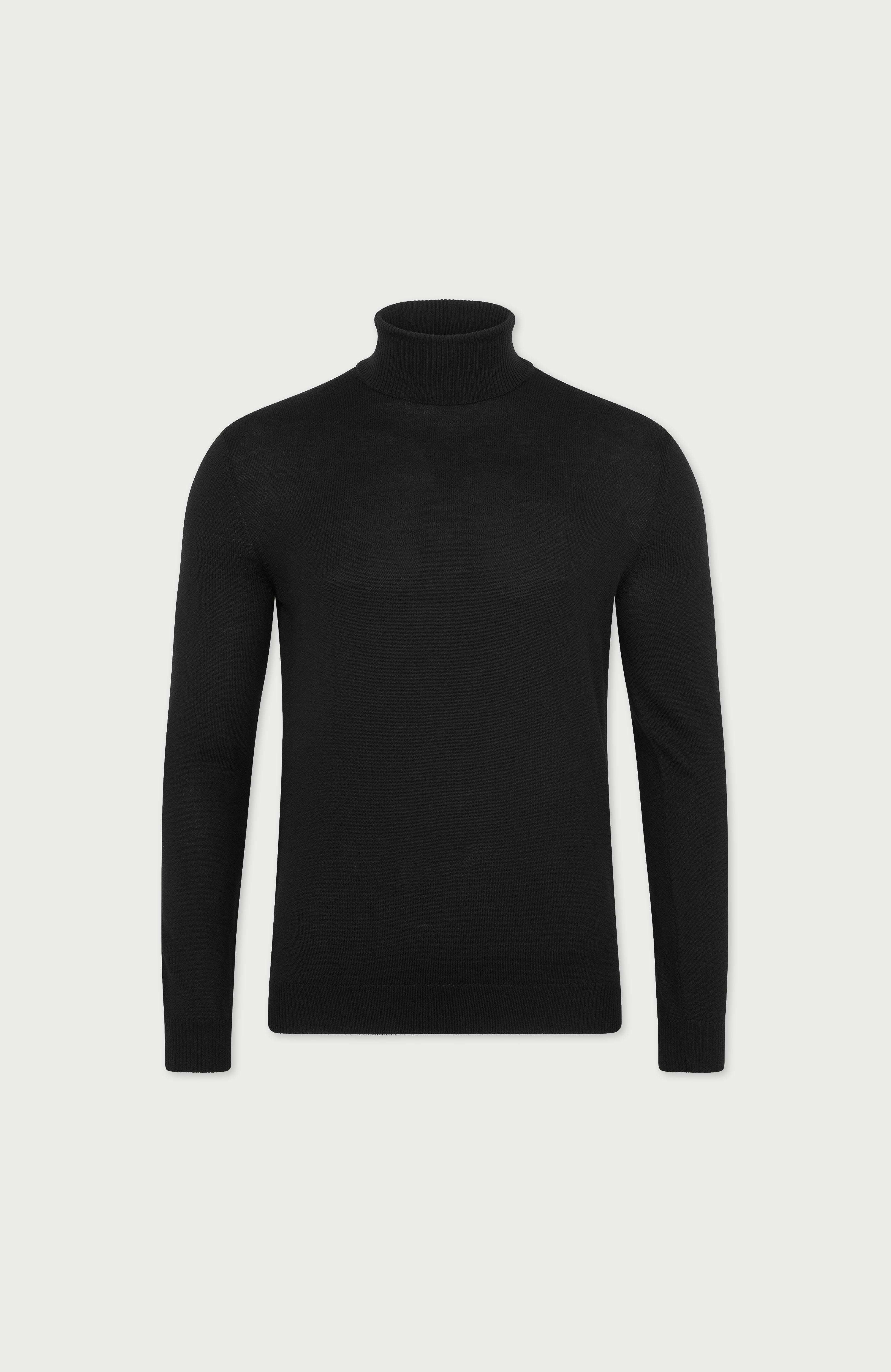 Mens Extra Fine Merino Wool Roll Neck Jumper