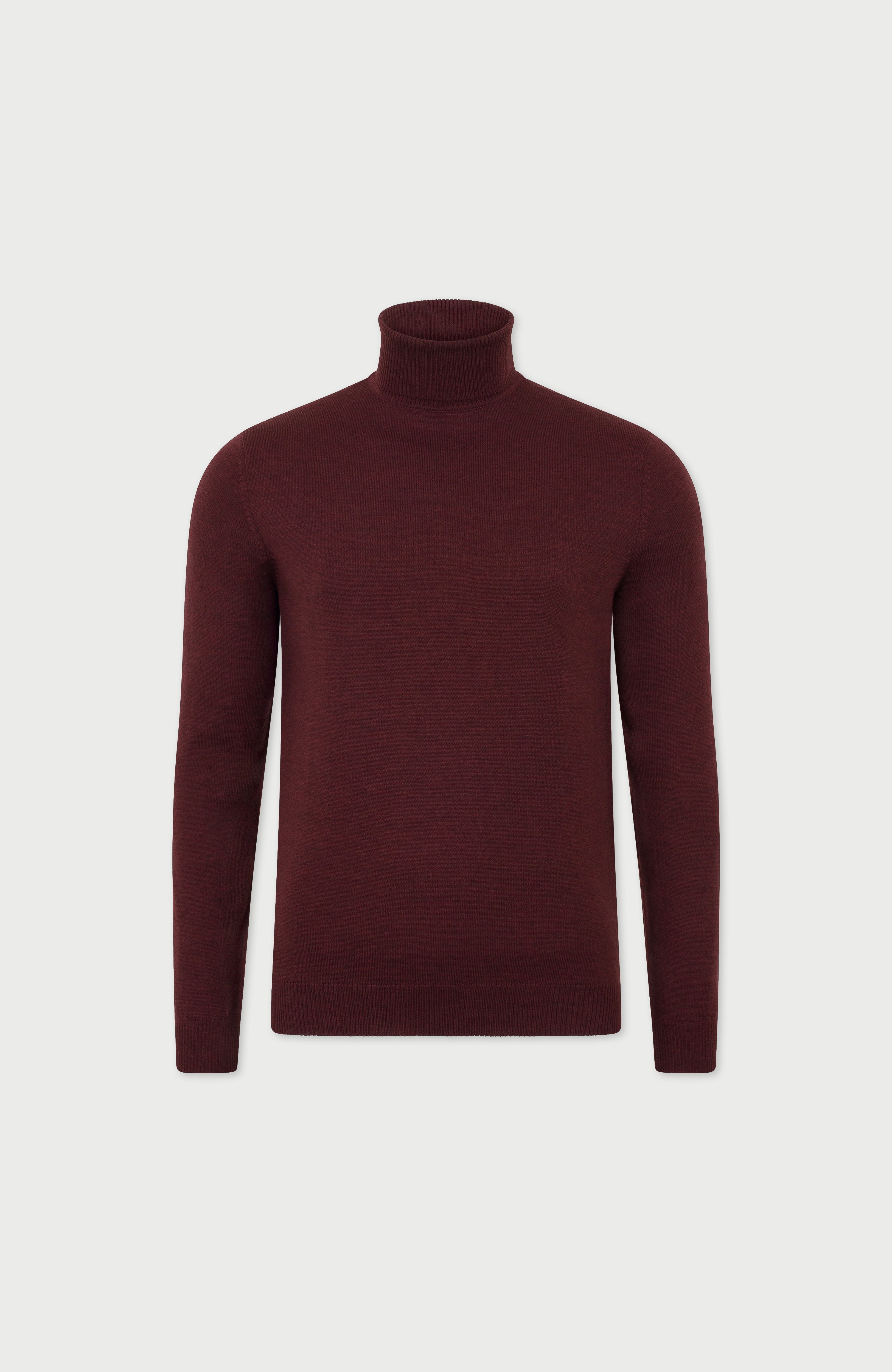 Mens Extra Fine Merino Wool Roll Neck Jumper