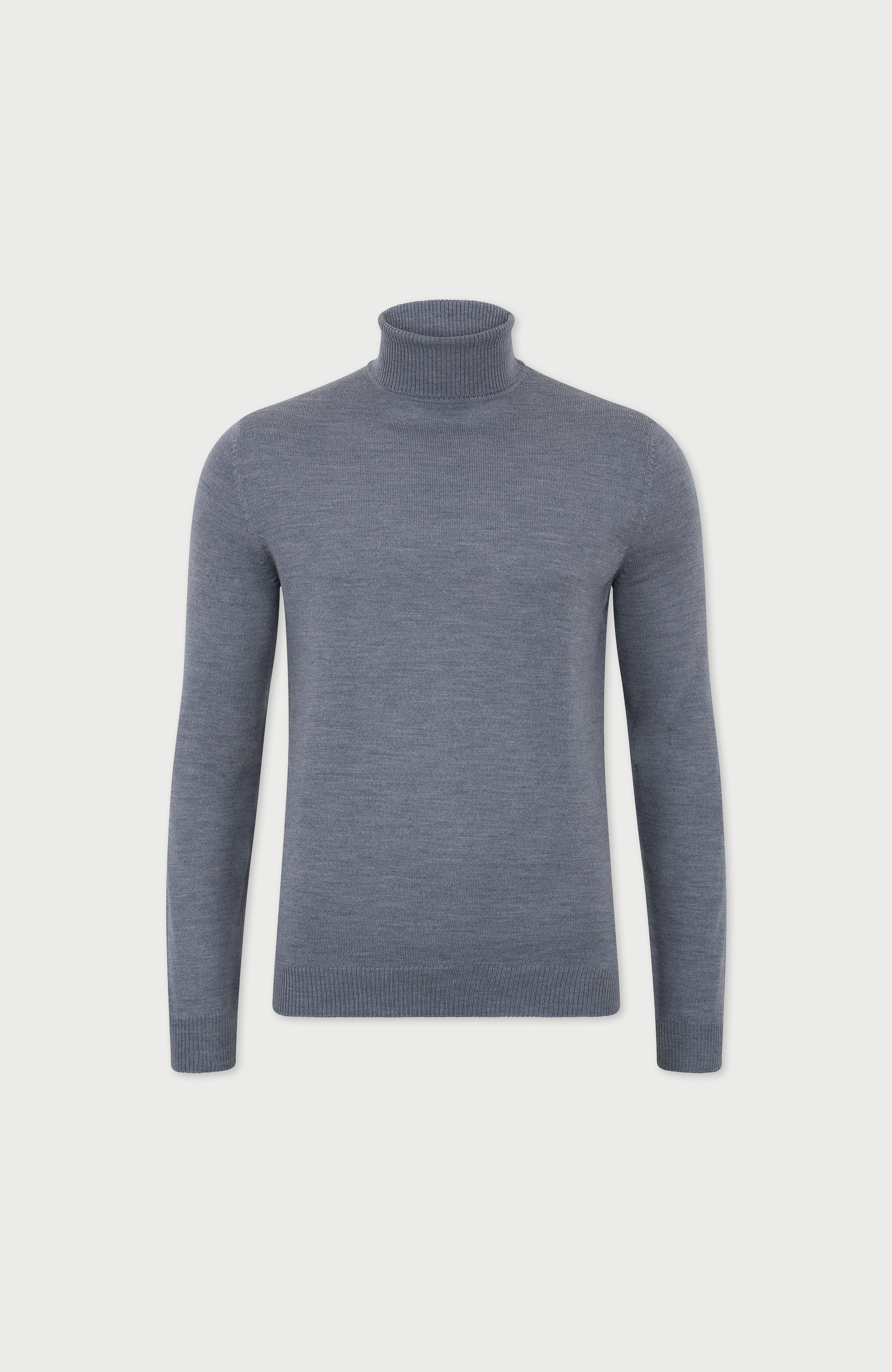 Mens Extra Fine Merino Wool Roll Neck Jumper