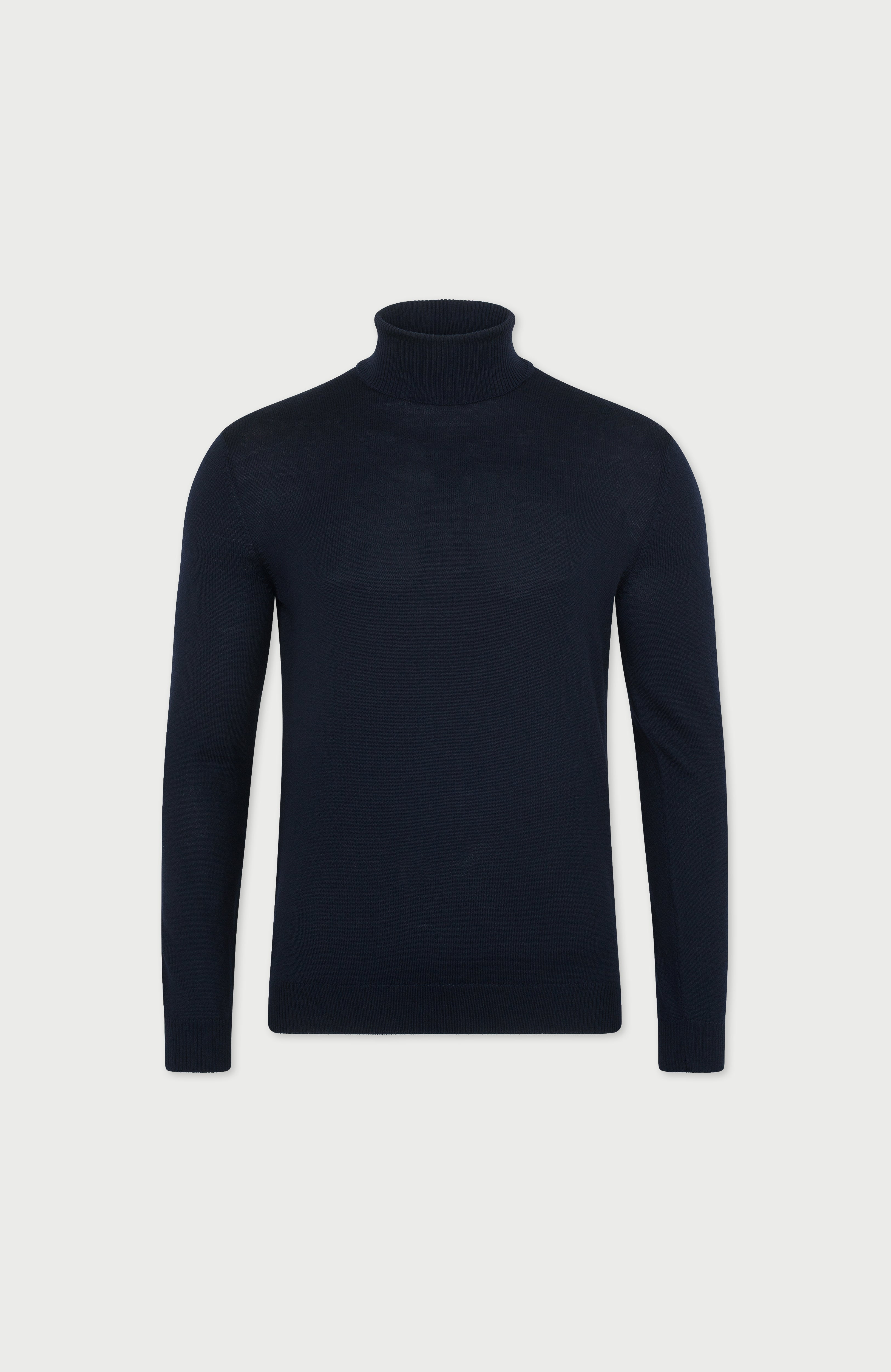 Mens Extra Fine Merino Wool Roll Neck Jumper