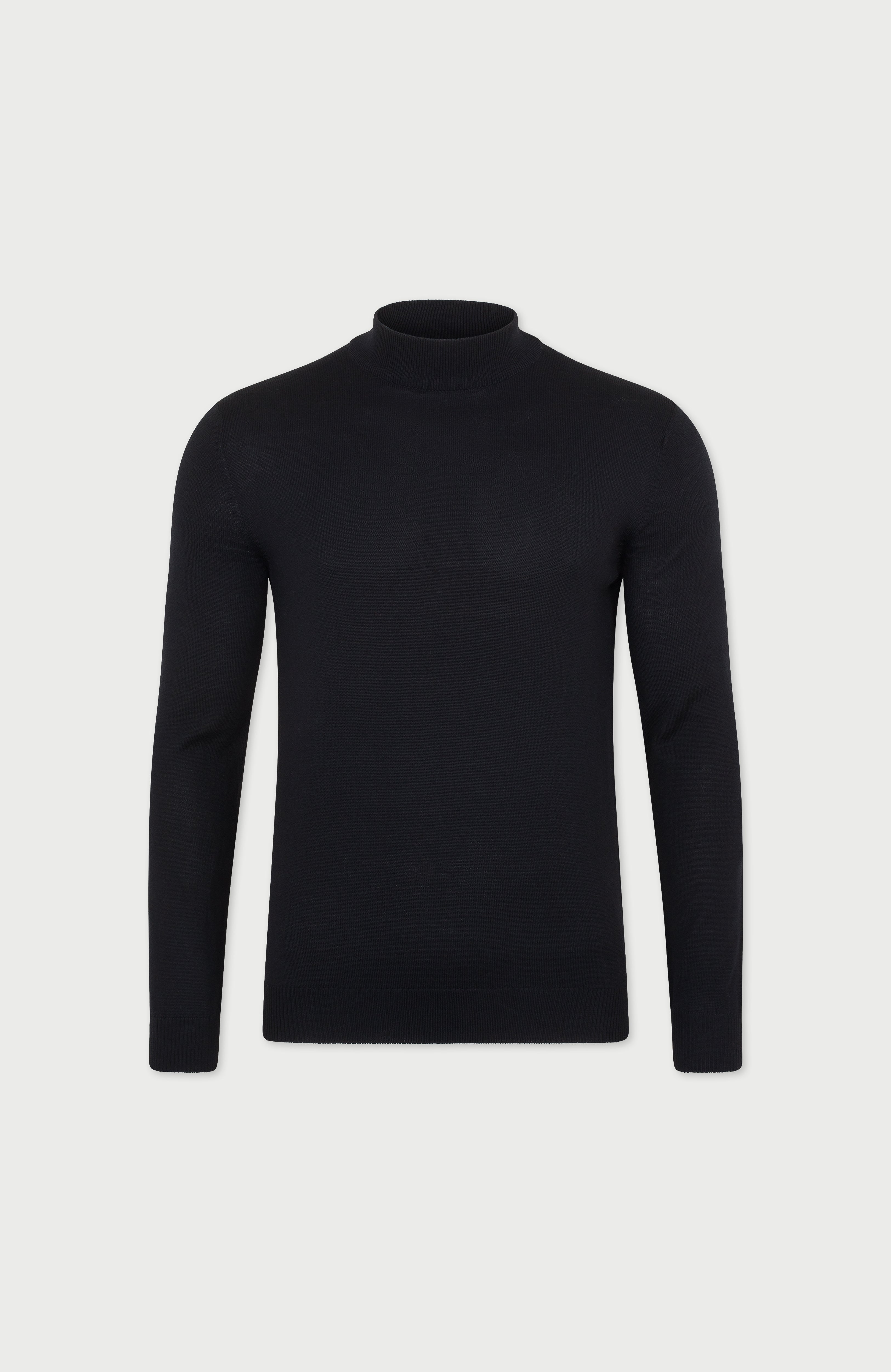 Mens Extra Fine Merino Wool Mock Turtleneck Jumper