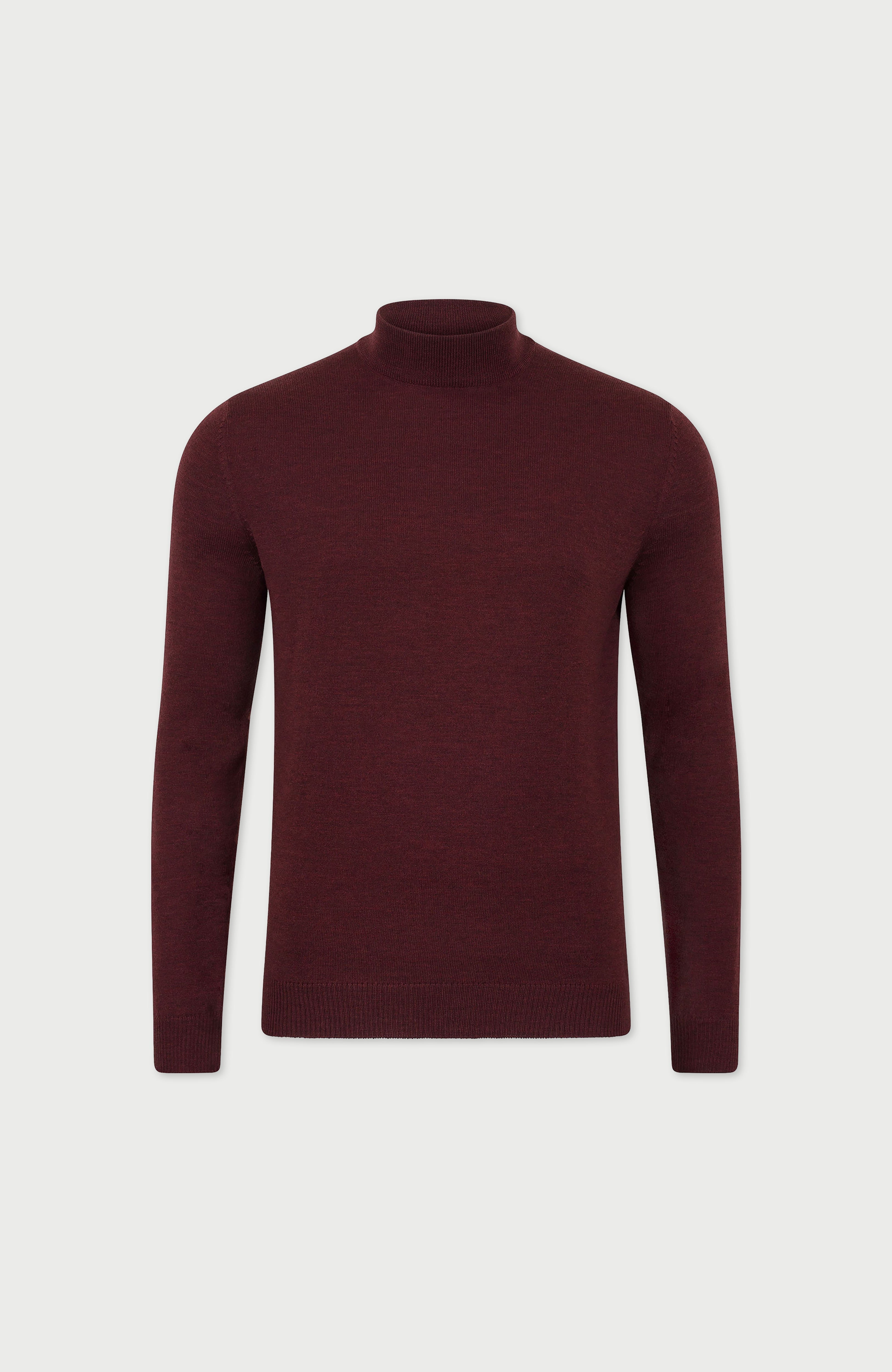Mens Extra Fine Merino Wool Mock Turtleneck Jumper