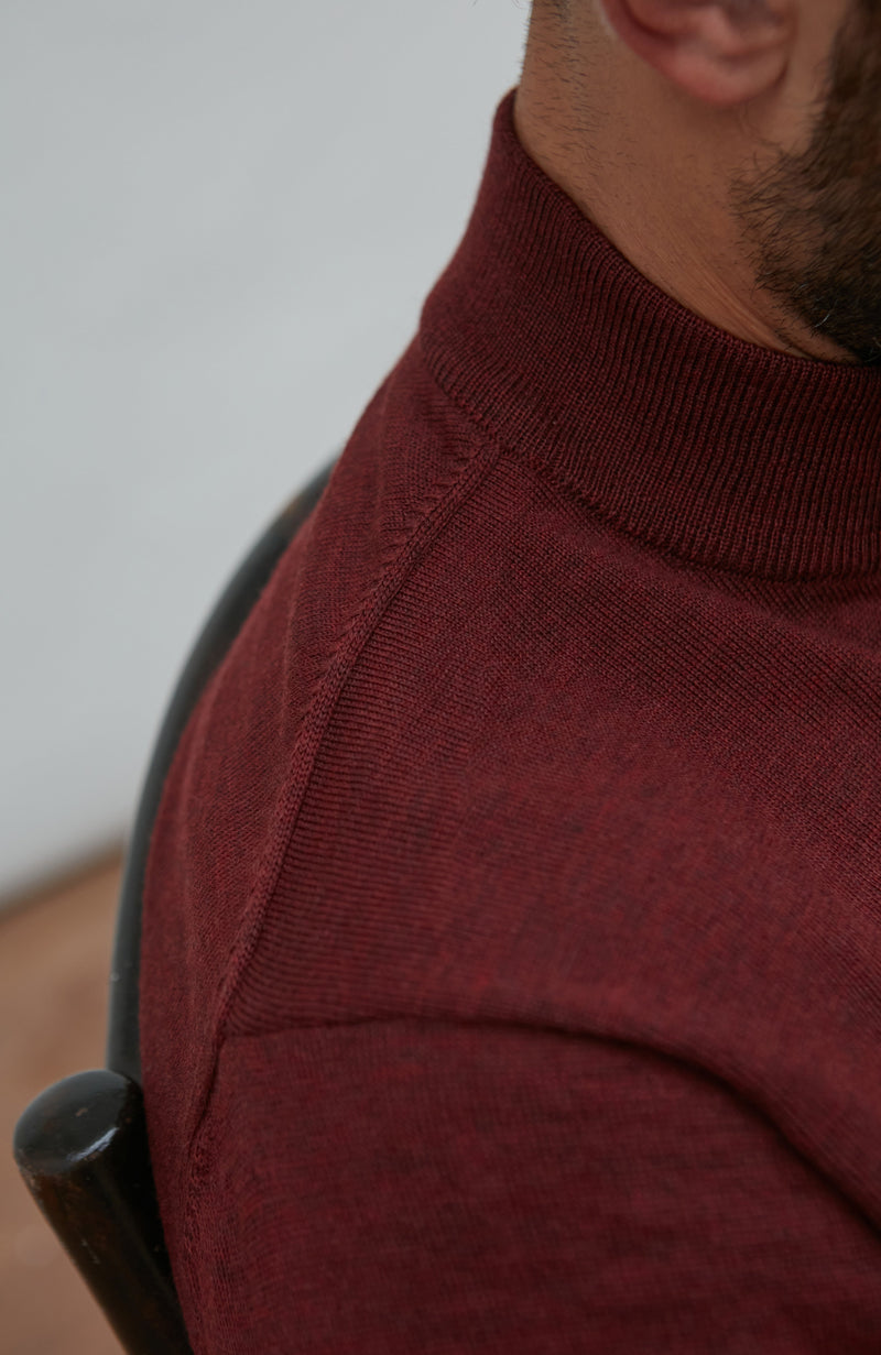 Mens Extra Fine Merino Wool Mock Turtleneck Jumper