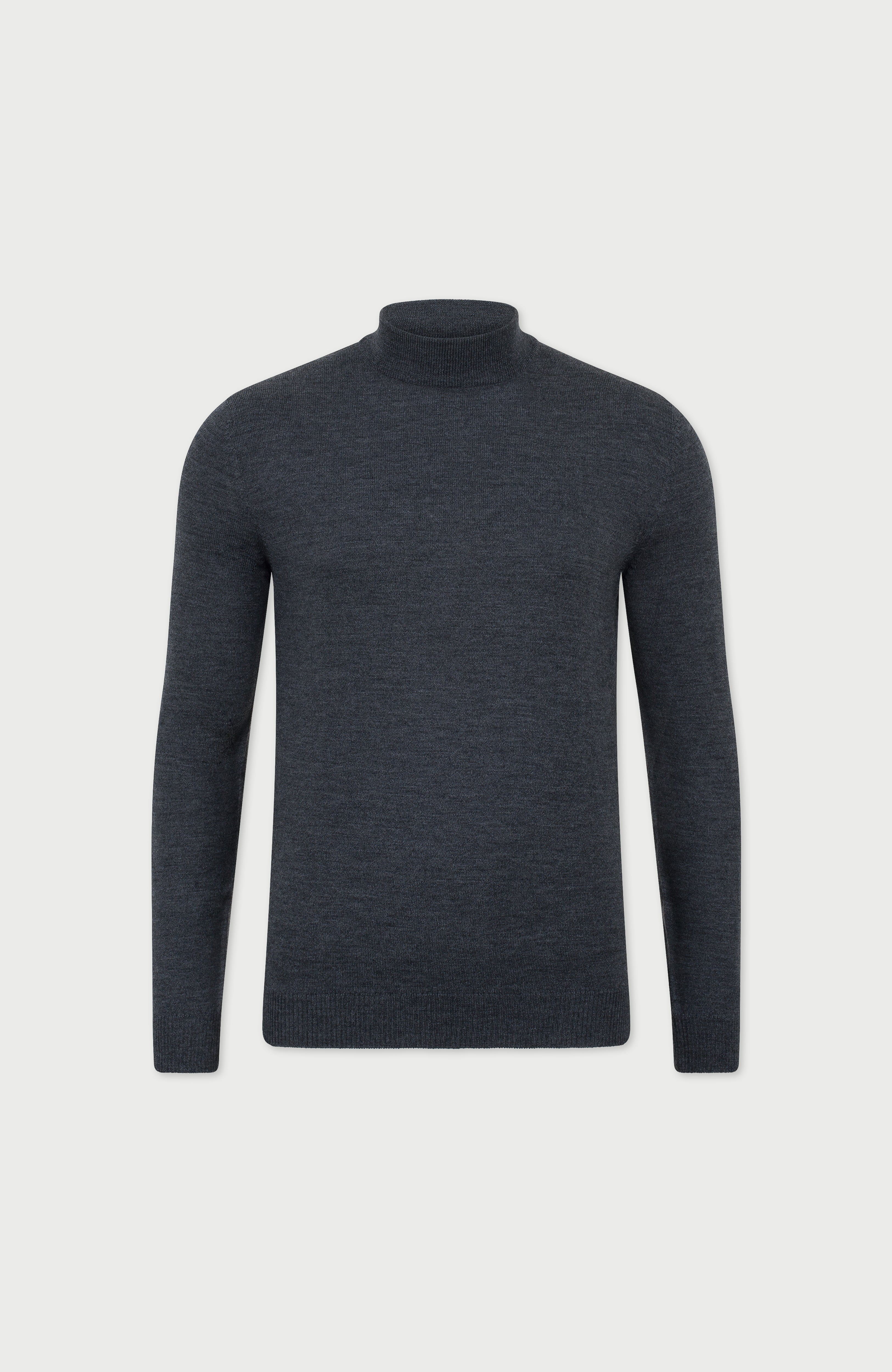 Mens Extra Fine Merino Wool Mock Turtleneck Jumper